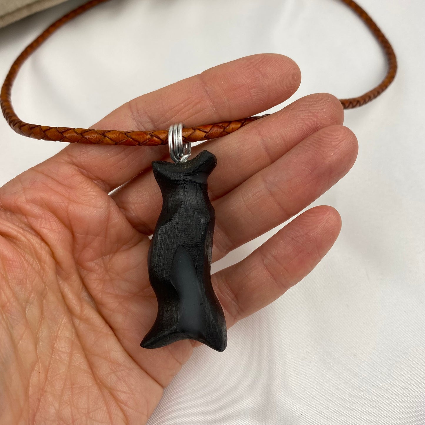 Irish Bog Oak Carved Wave Necklace with Resin Gift - Handmade