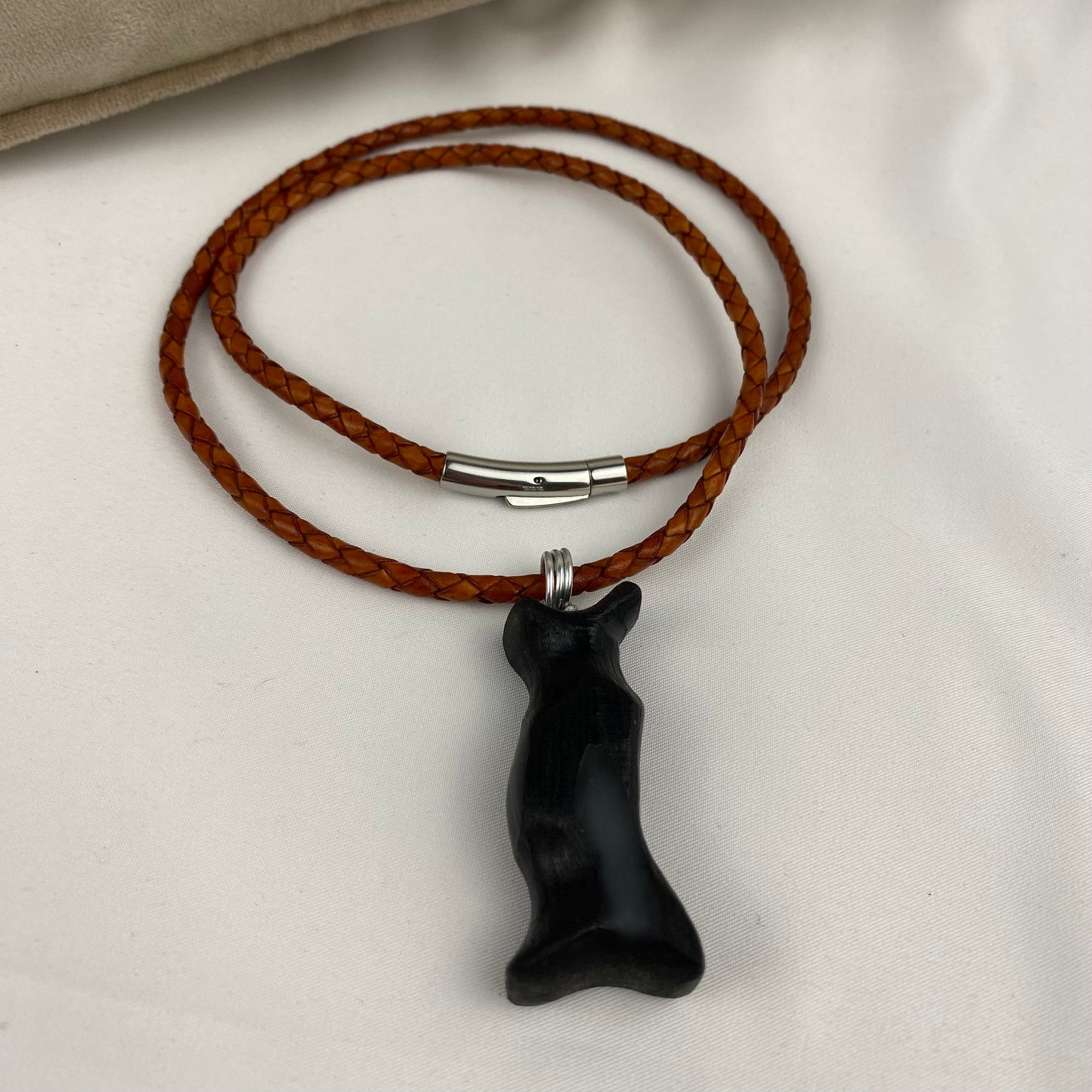 Irish Bog Oak Carved Wave Necklace with Resin Gift - Handmade