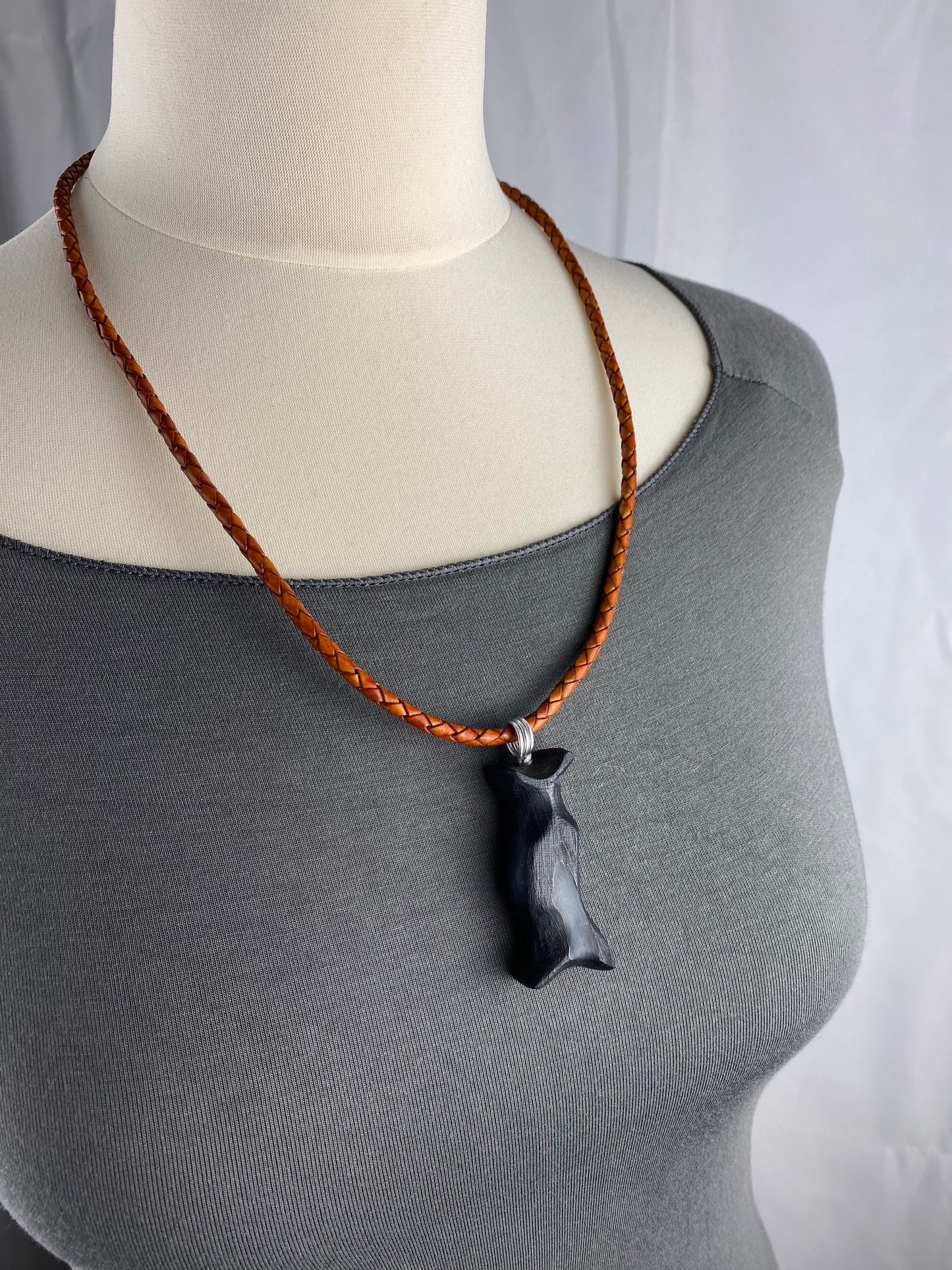 Irish Bog Oak Carved Wave Necklace with Resin Gift - Handmade