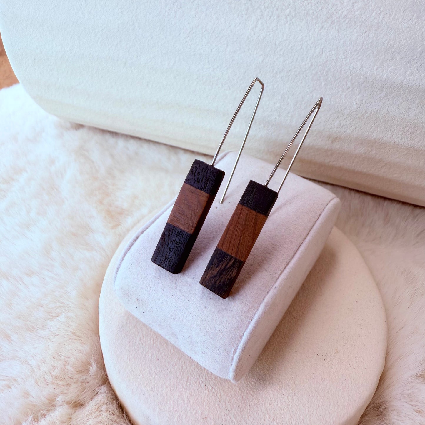 Eco-friendly handcrafted bog wood earrings for everyday wear