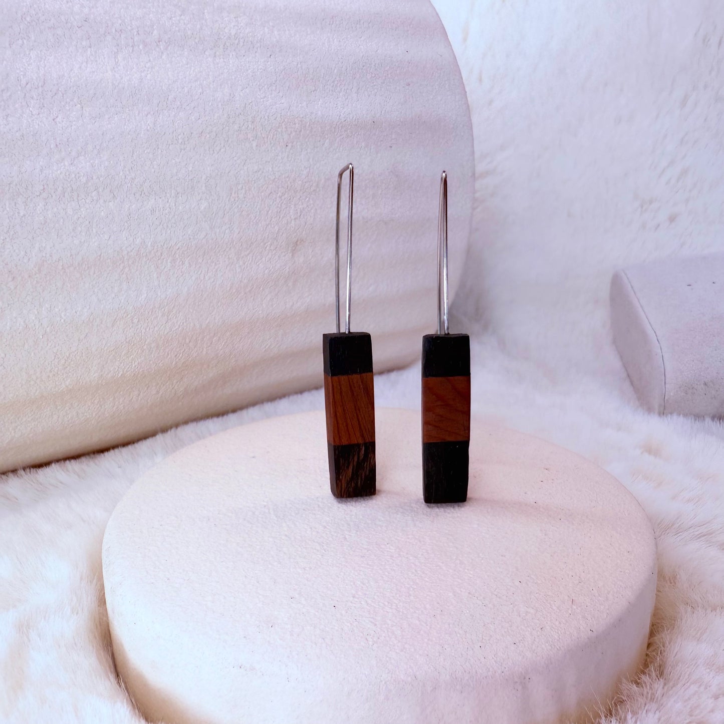Irish Handmade bog wood earrings with stainless steel hooks