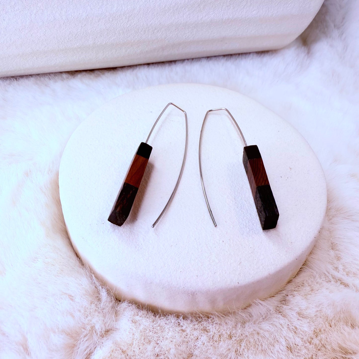 Minimalist bog wood earrings, eco-friendly jewellery