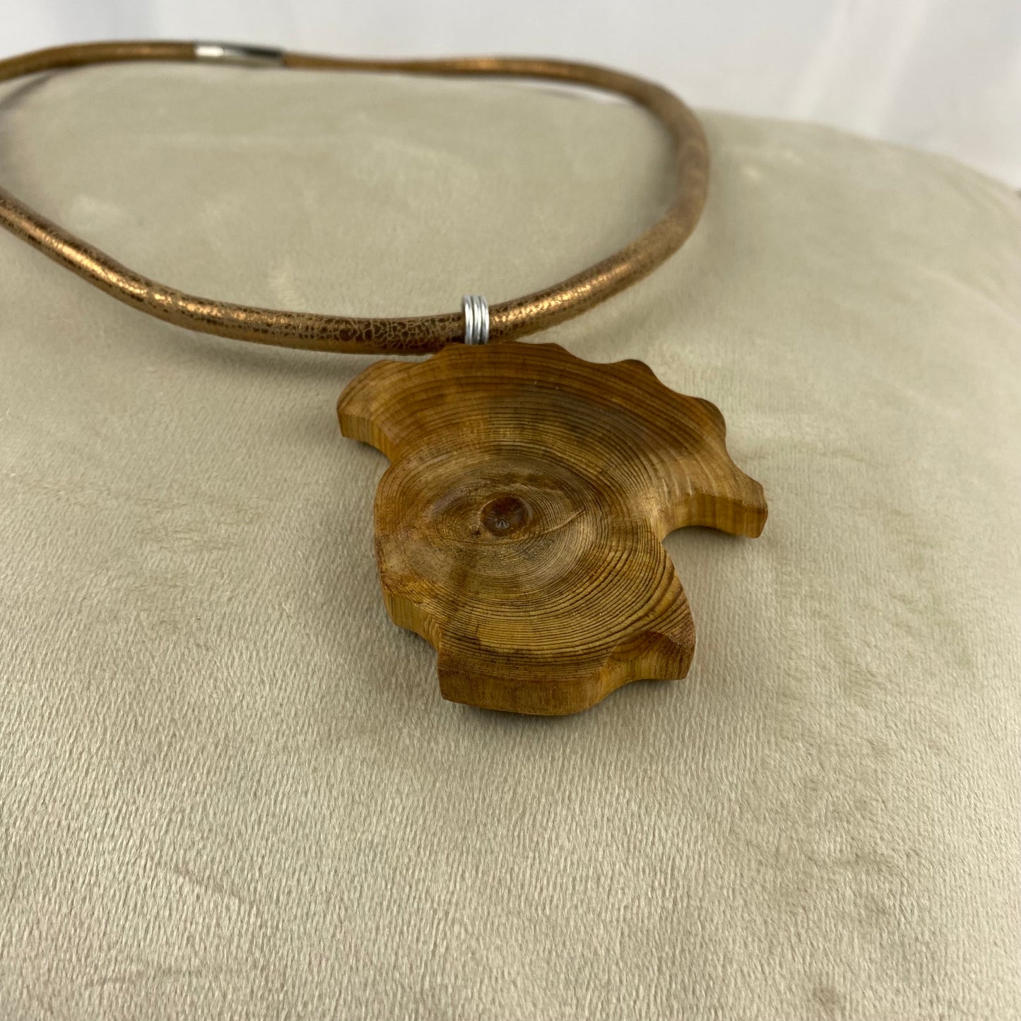 Irish Bog Pine Carved Eye Necklace Gift - Handmade