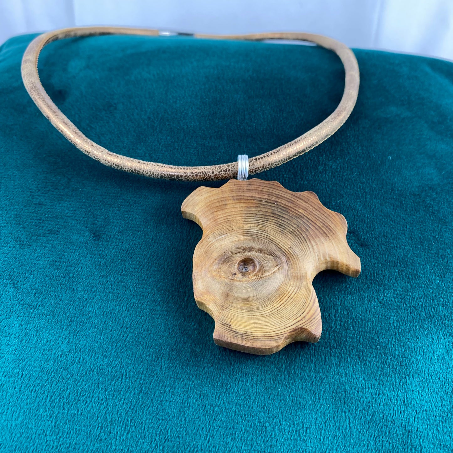 Irish Bog Pine Carved Eye Necklace Gift - Handmade