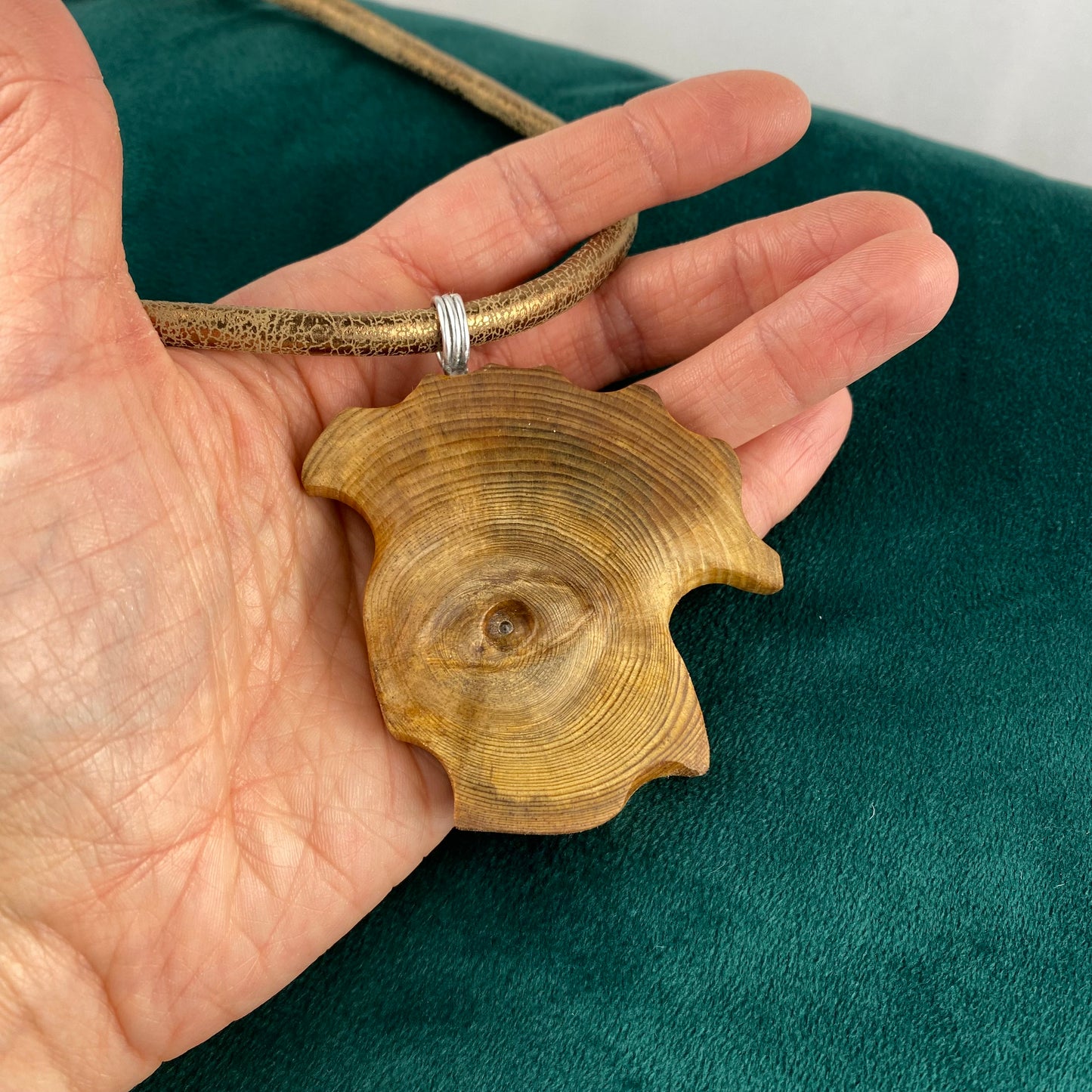 Irish Bog Pine Carved Eye Necklace Gift - Handmade