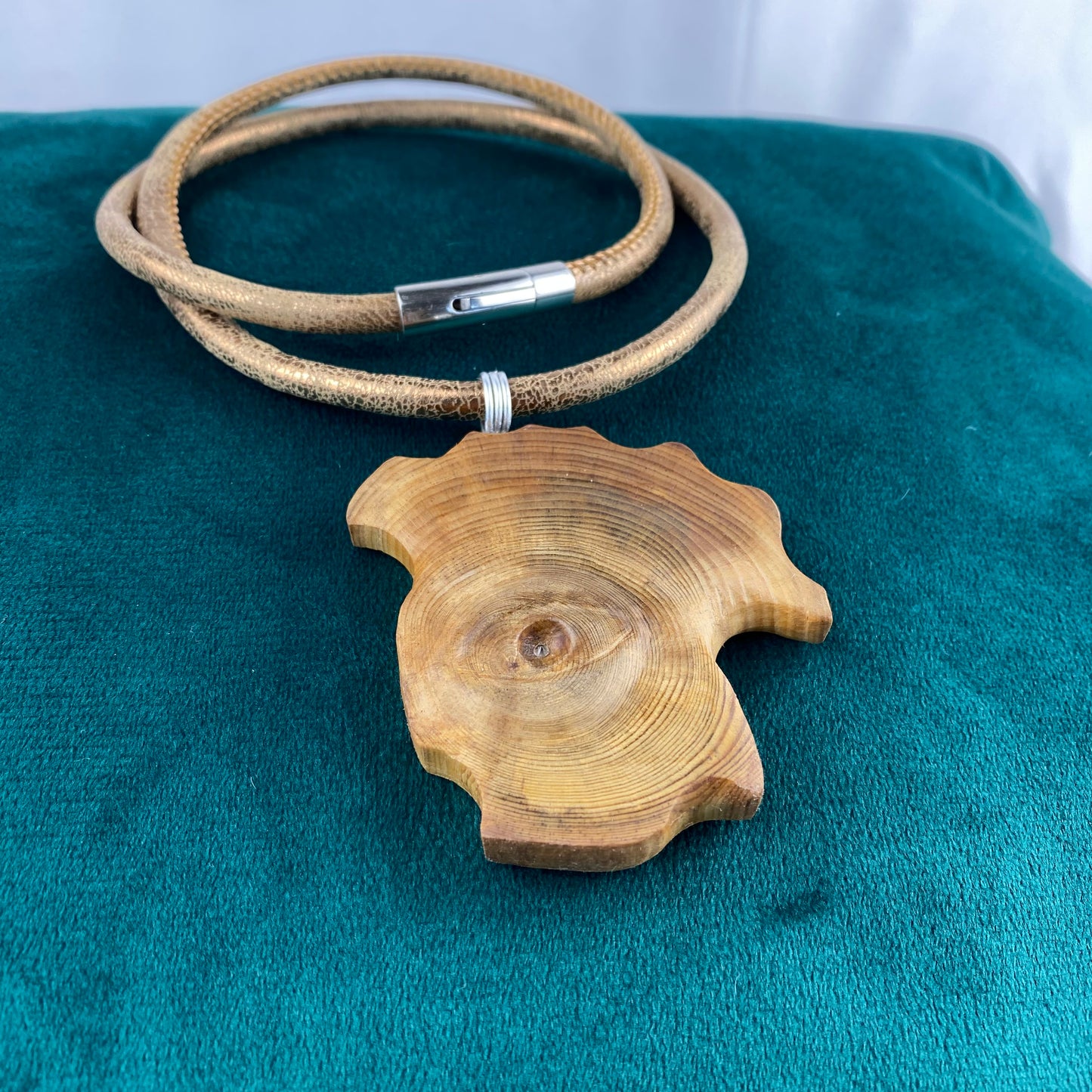 Irish Bog Pine Carved Eye Necklace Gift - Handmade