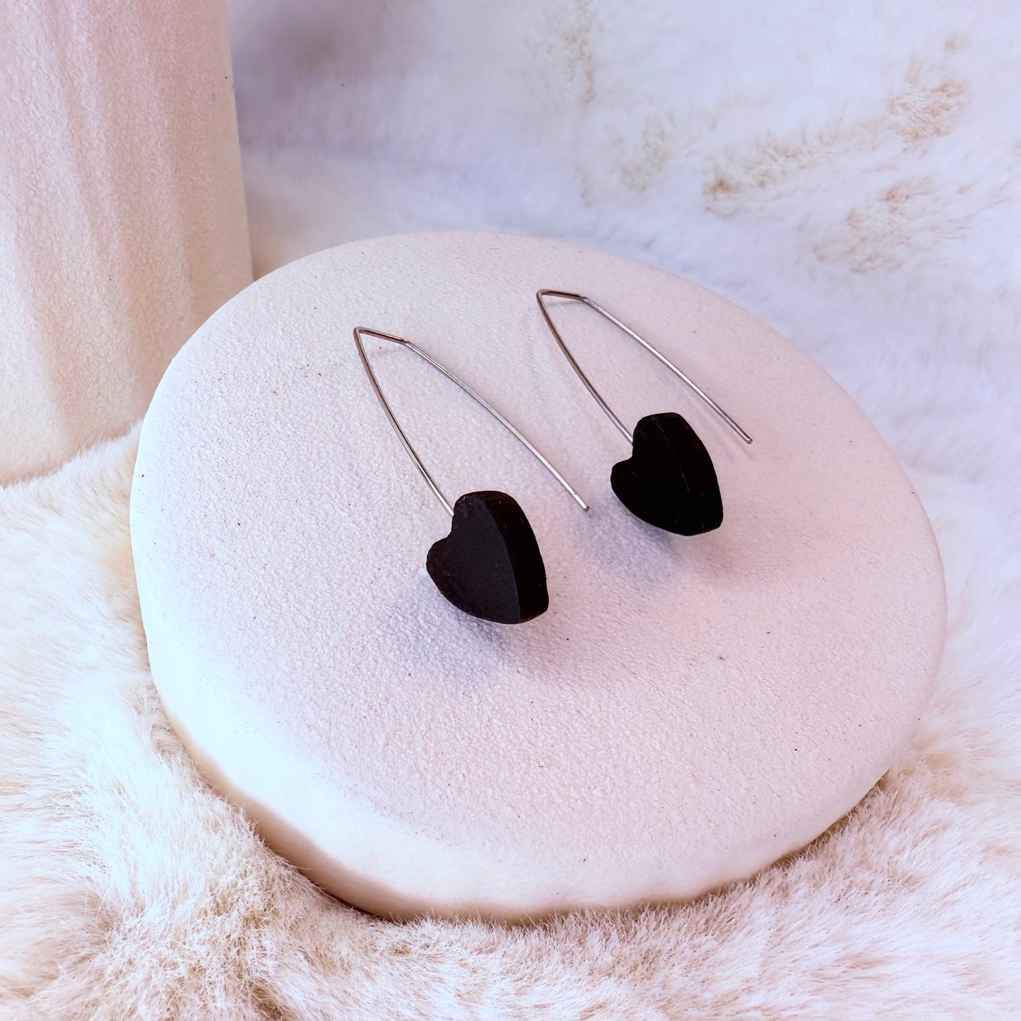 black wooden earrings