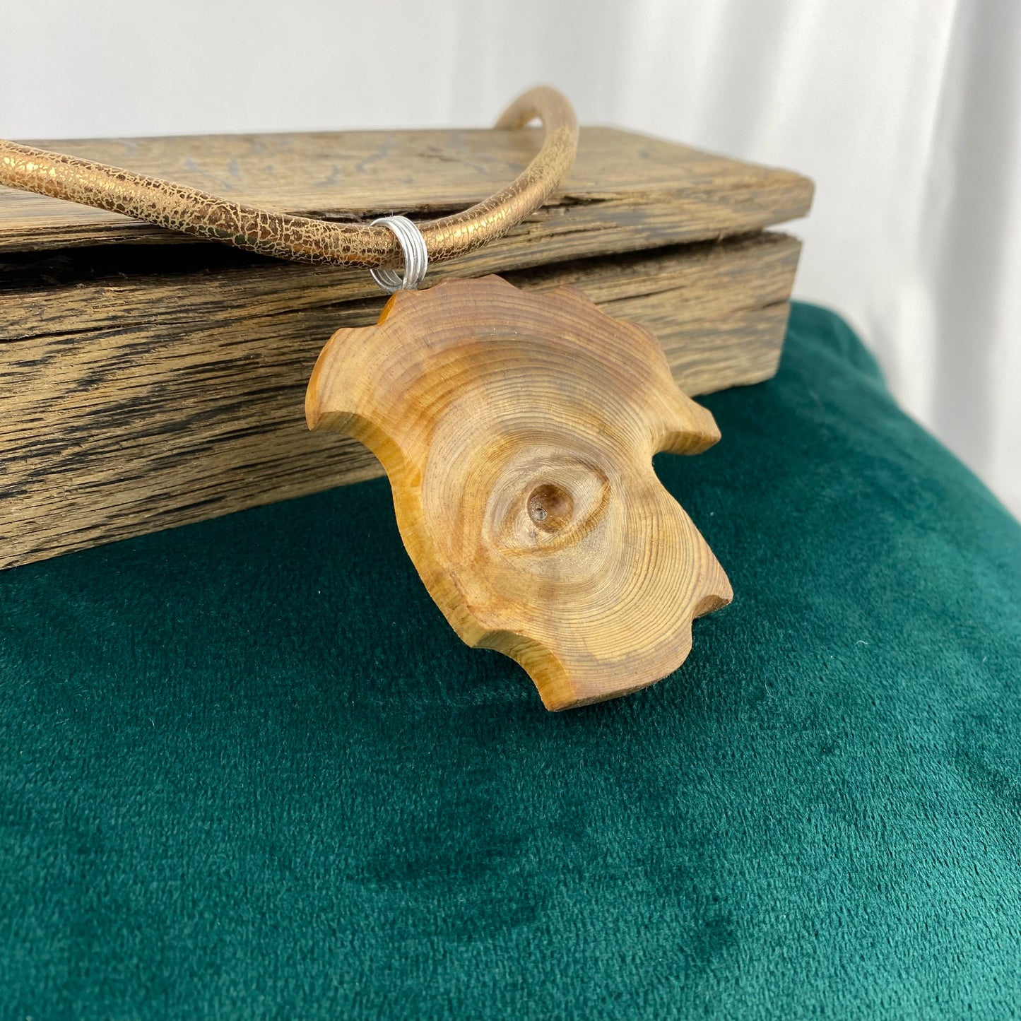Irish Bog Pine Carved Eye Necklace Gift - Handmade