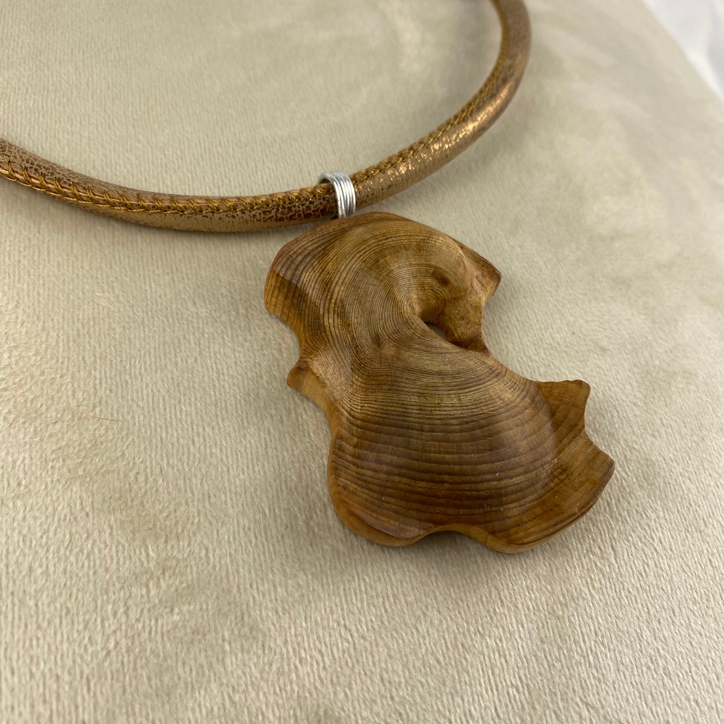 Irish Bog Pine Carved Necklace Gift - Handmade