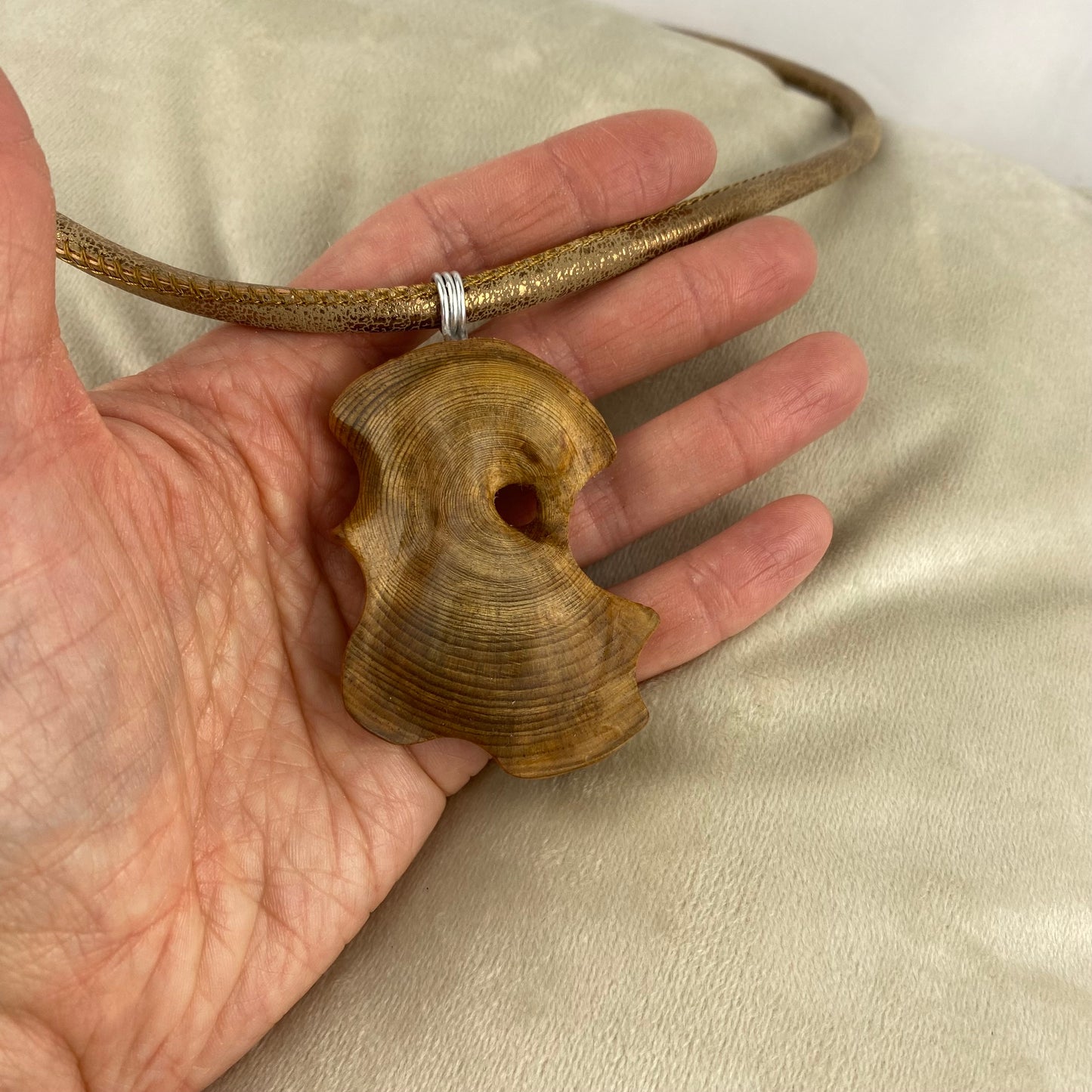 Irish Bog Pine Carved Necklace Gift - Handmade