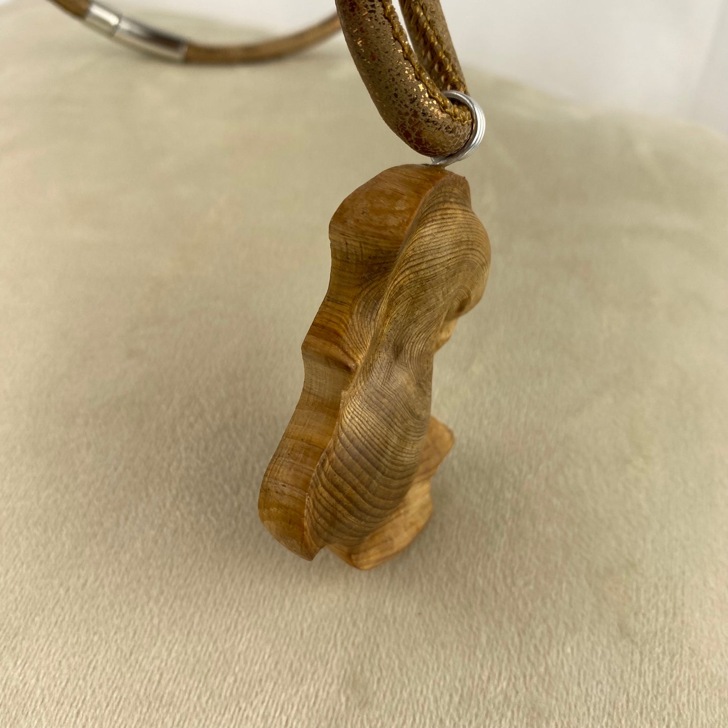 Irish Bog Pine Carved Necklace Gift - Handmade