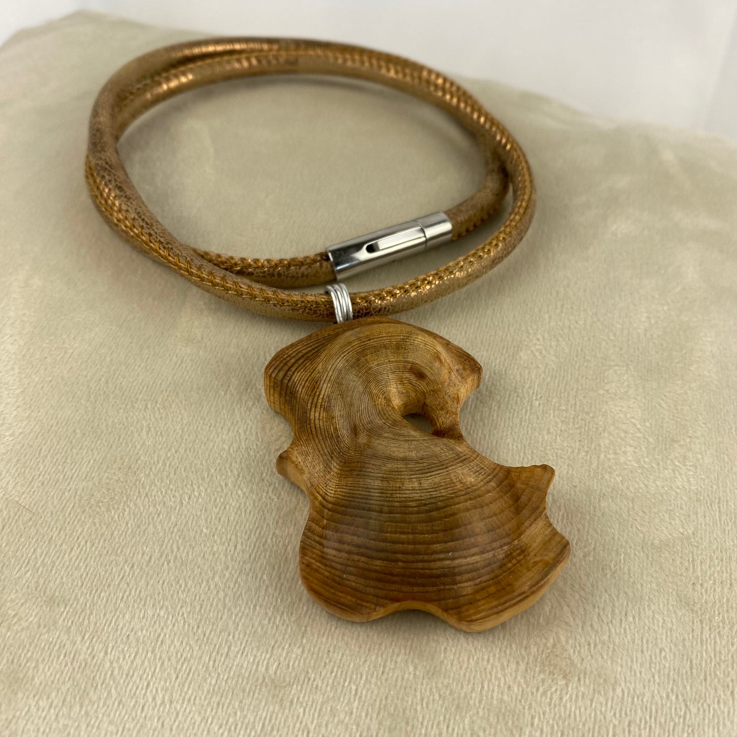Irish Bog Pine Carved Necklace Gift - Handmade