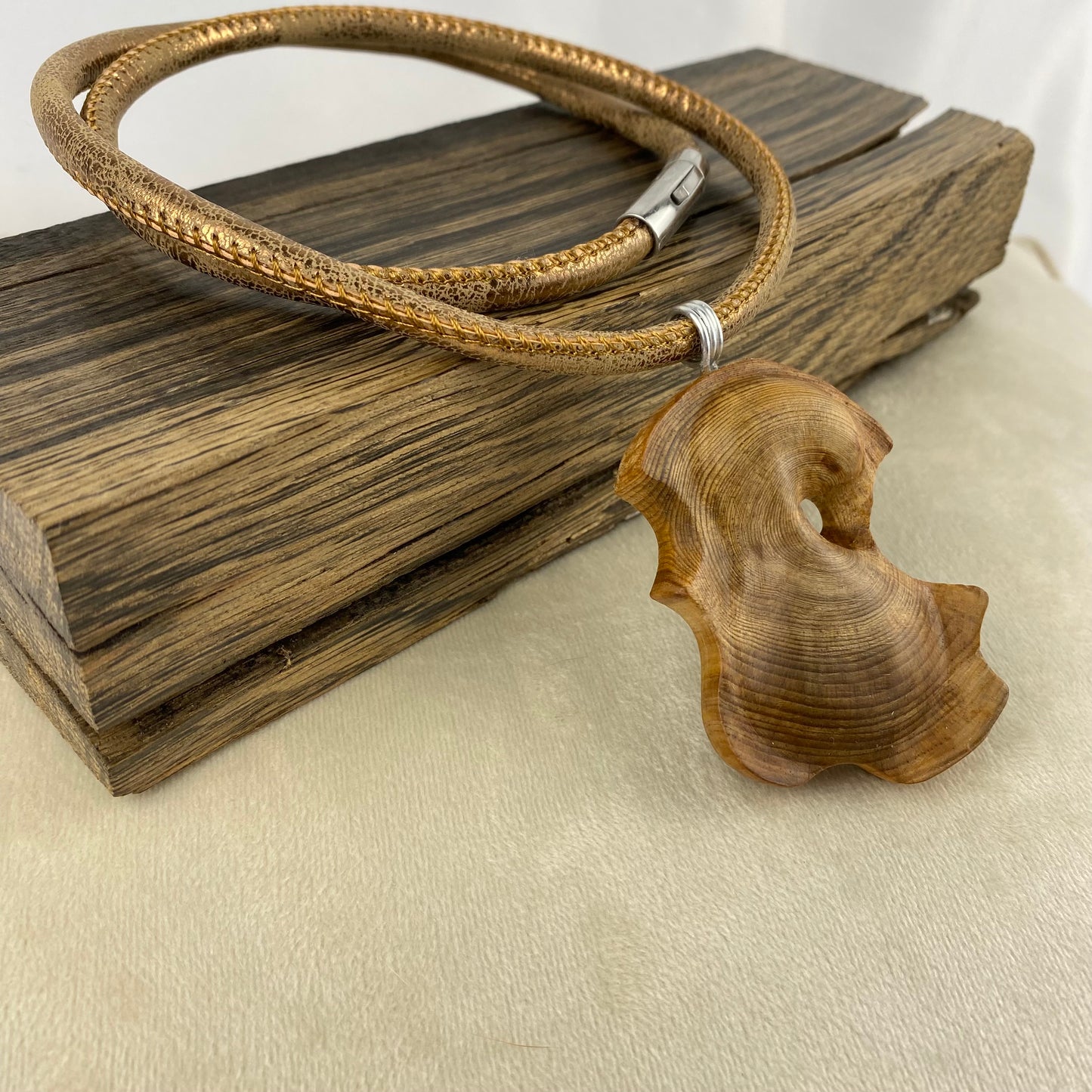 Irish Bog Pine Carved Necklace Gift - Handmade