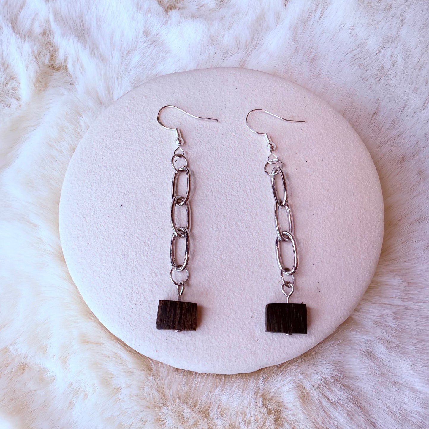 Pair of silver chain earrings