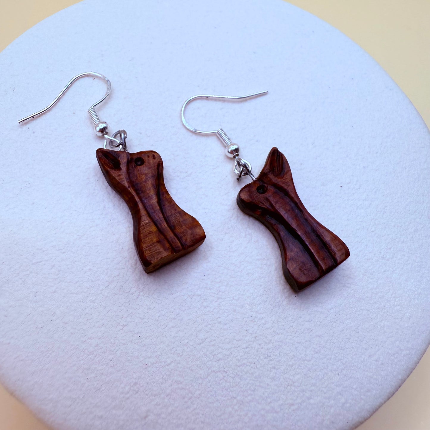 Unique artisan earrings made from ancient bog pine