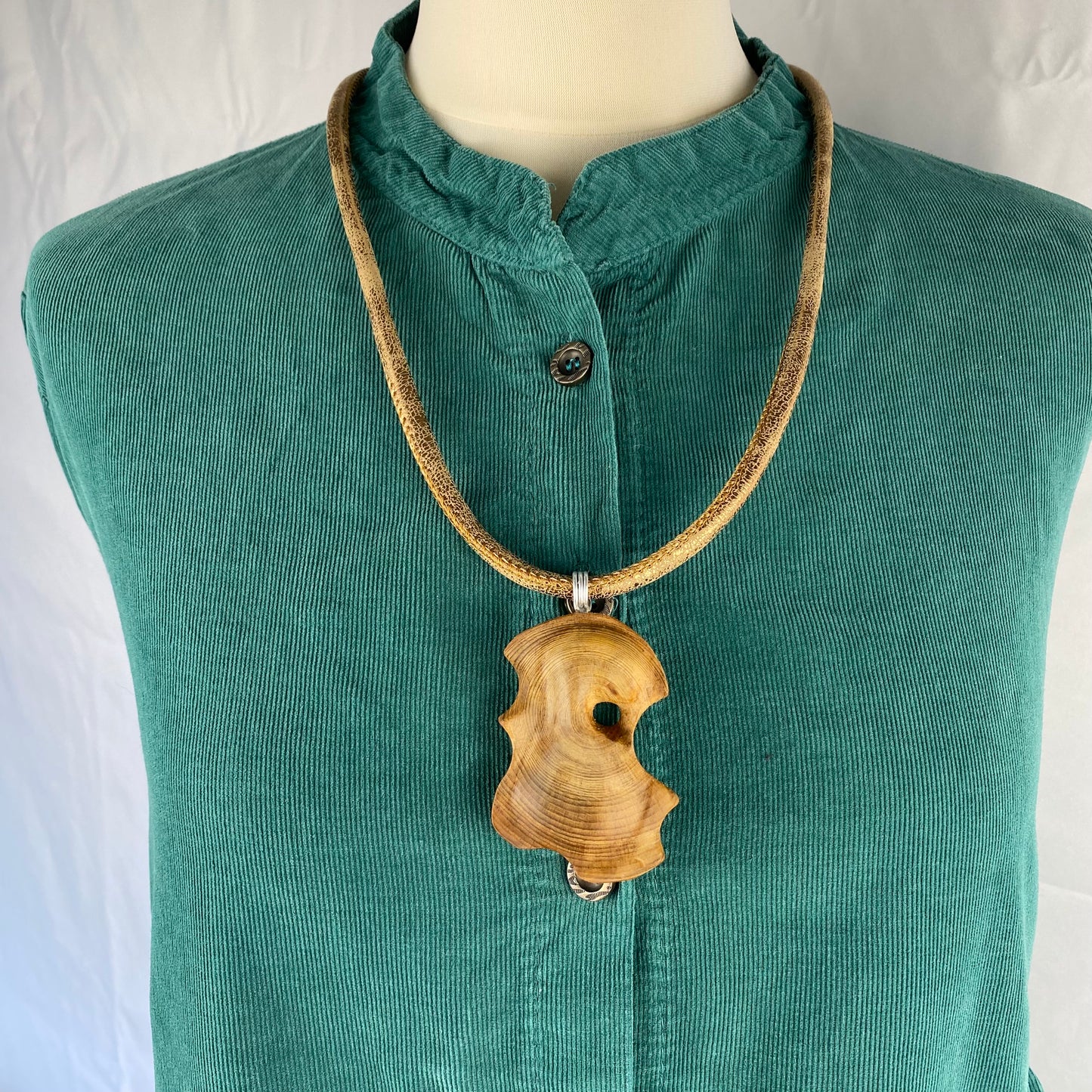 Irish Bog Pine Carved Necklace Gift - Handmade
