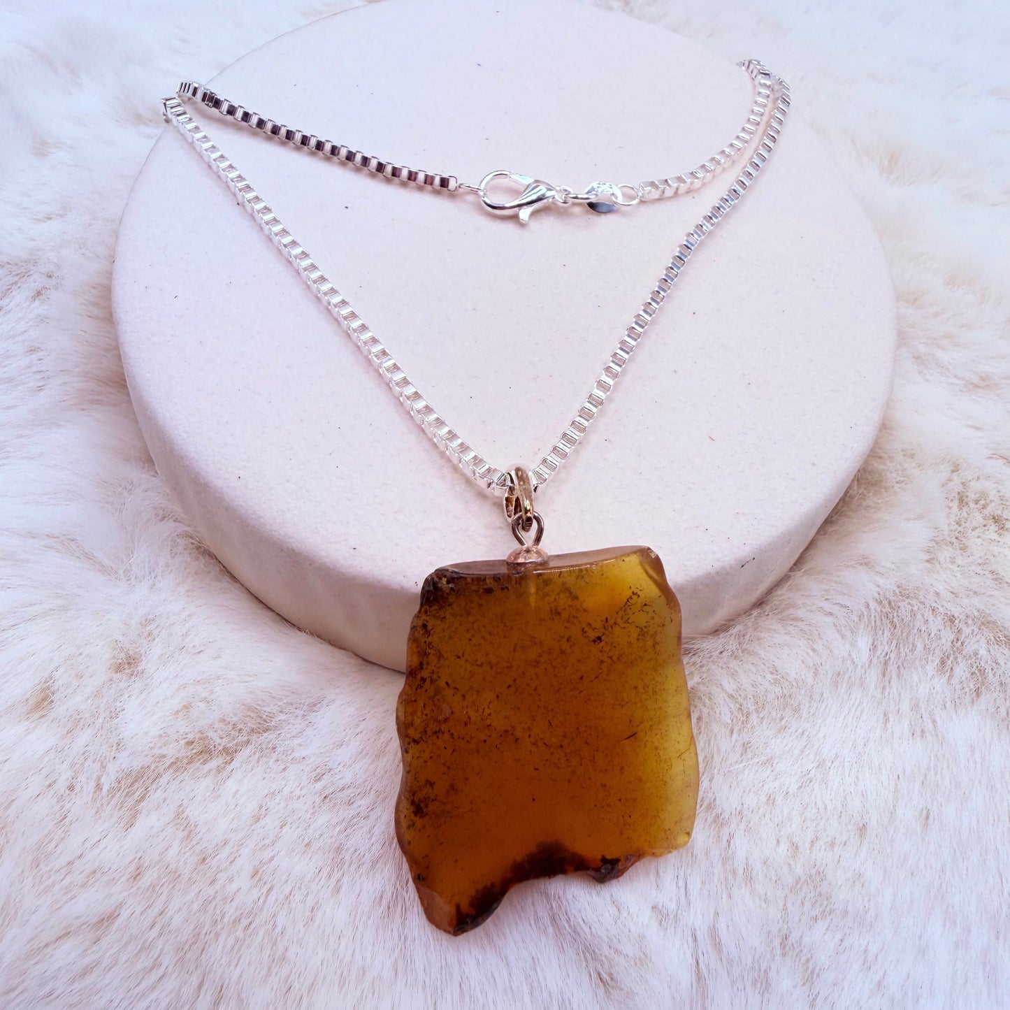 Baltic Amber on Silver-Plated Chain