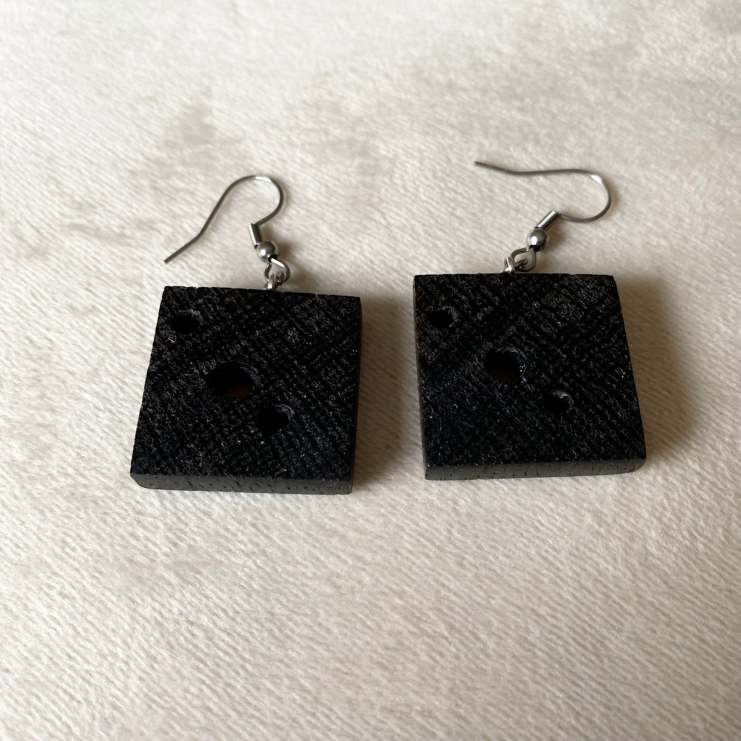 Irish Bog Oak Dangle Earrings With A Cut-out Detail | Handmade Earrings