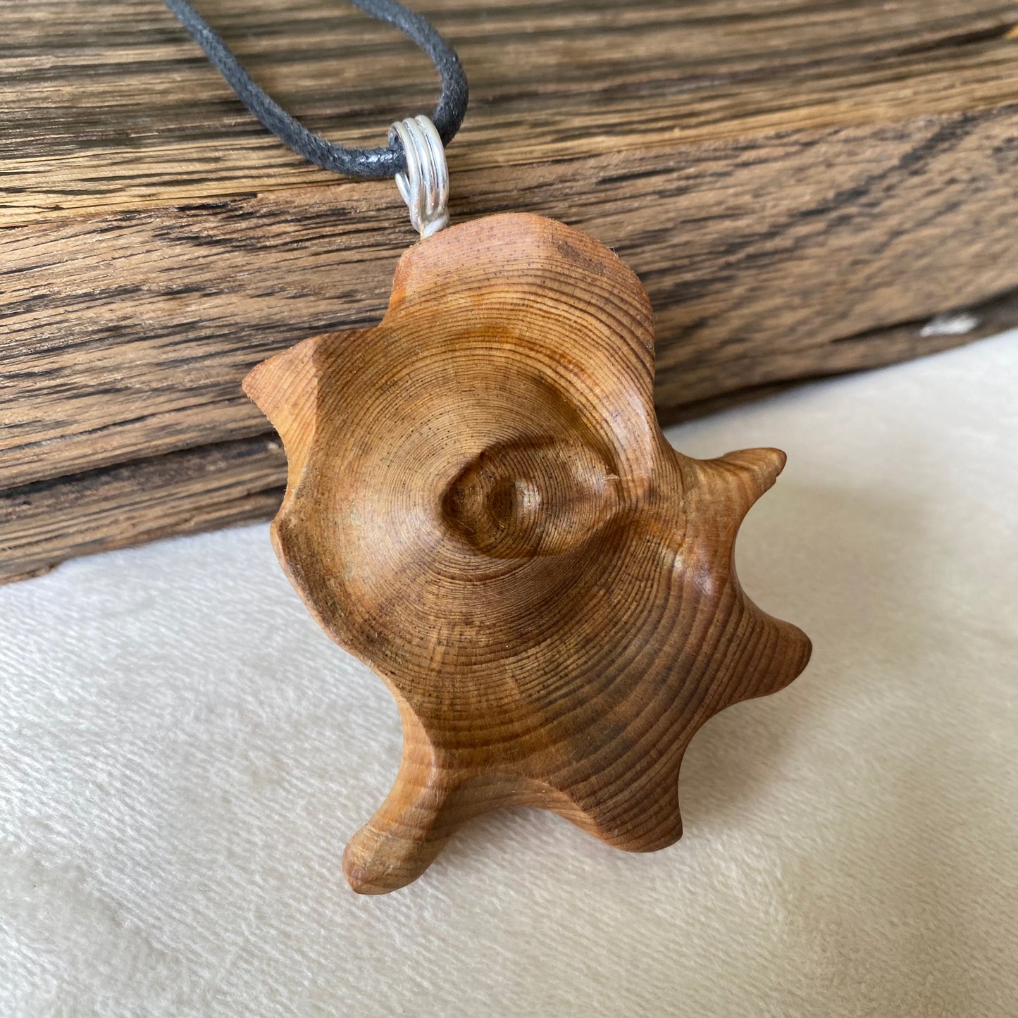 Irish Bog Pine Abstract Carved Necklace - Handmade Gift