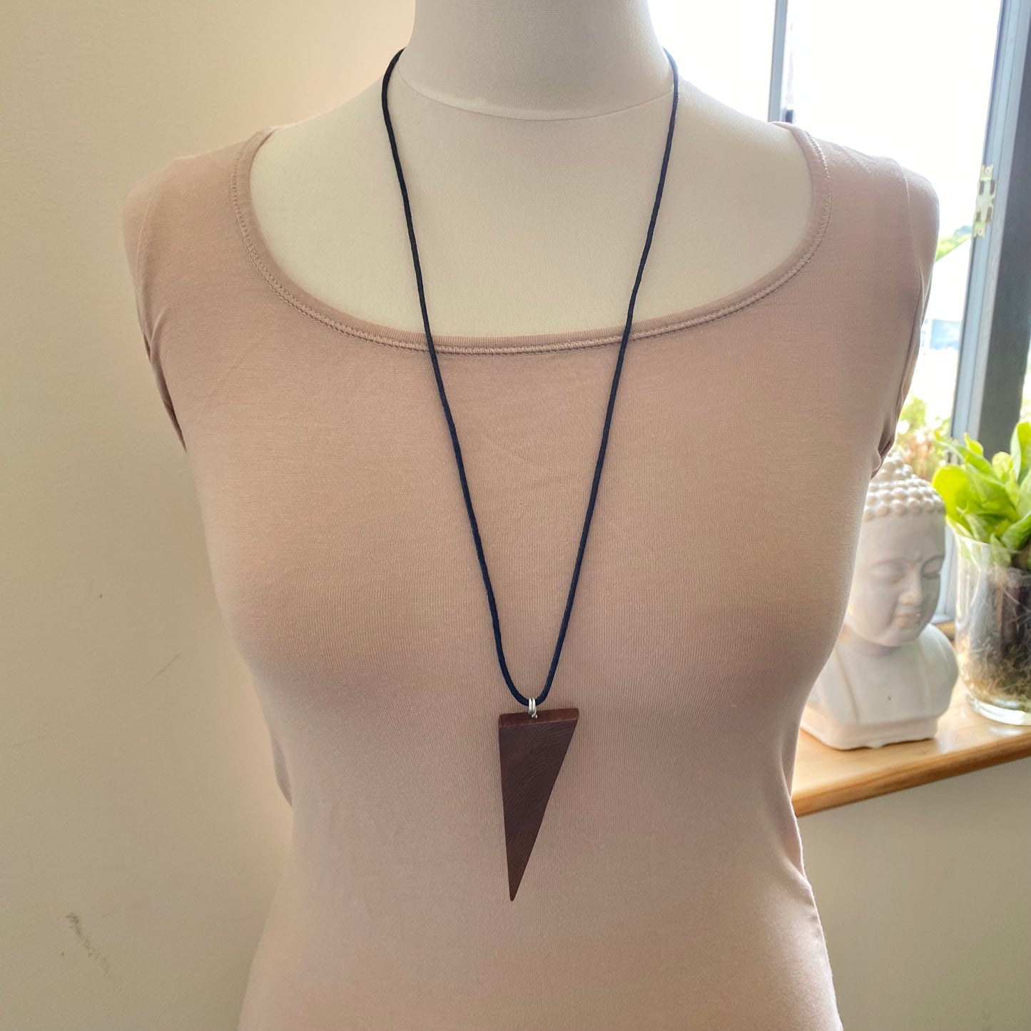 Handcrafted Triangle Necklace from Irish Bog Yew - Thoughtful Handmade Gift
