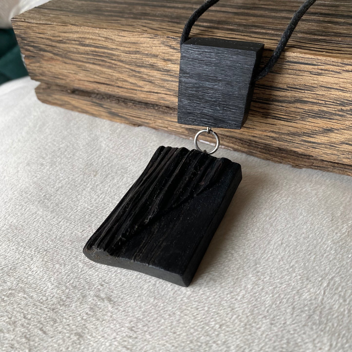 Handmade Irish Bog Oak Necklace - Natural Abstract Jewellery