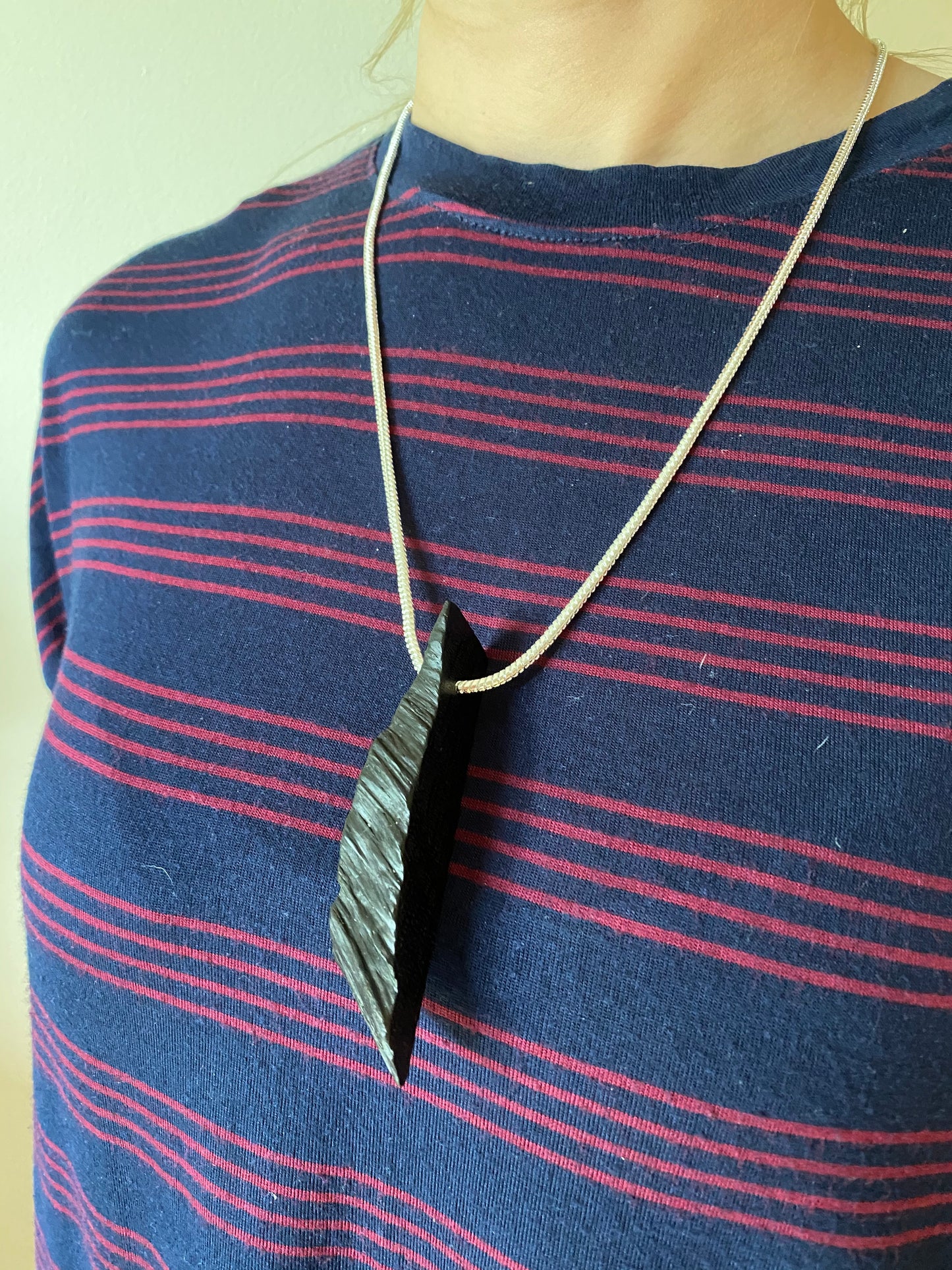 Irish Bog Oak Triangle Carved Necklace Gift - Handmad