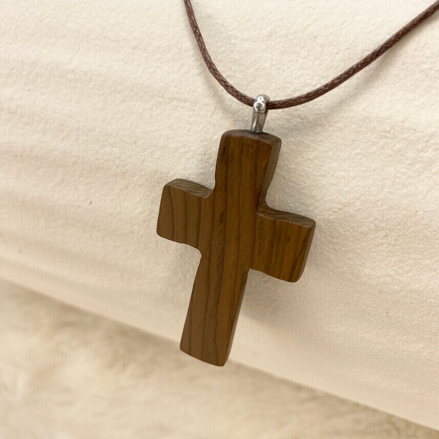 Irish Bog Yew Cross Pendant Necklace - Handmade