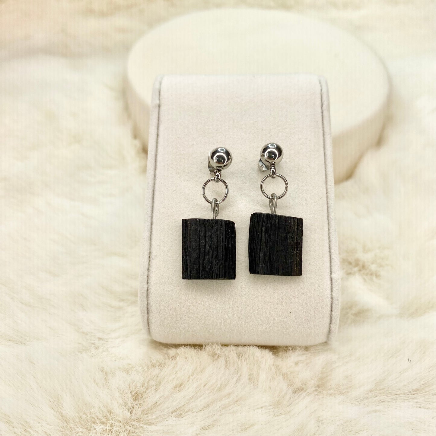 Handmade bog oak earrings