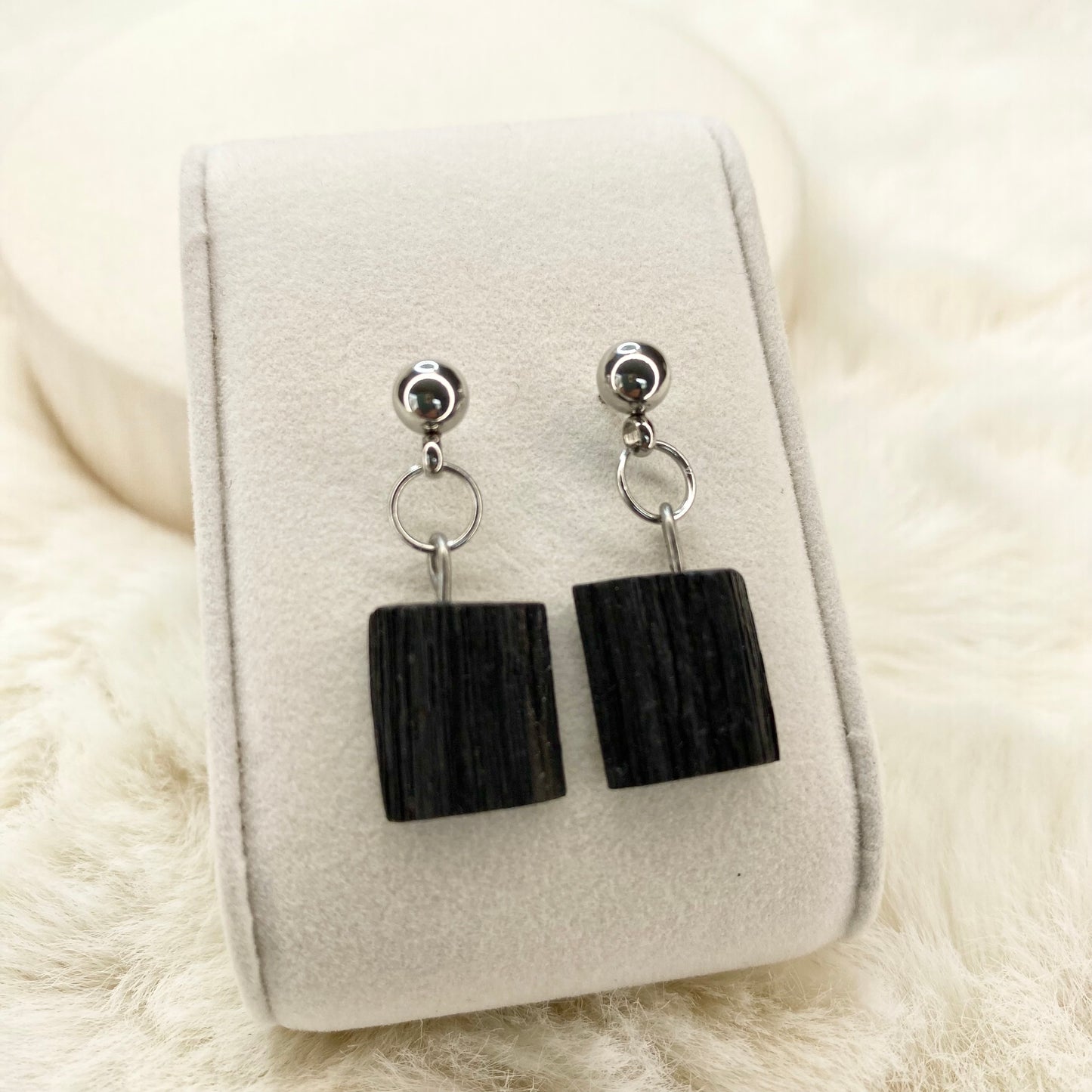 bog oak drop-down earrings
