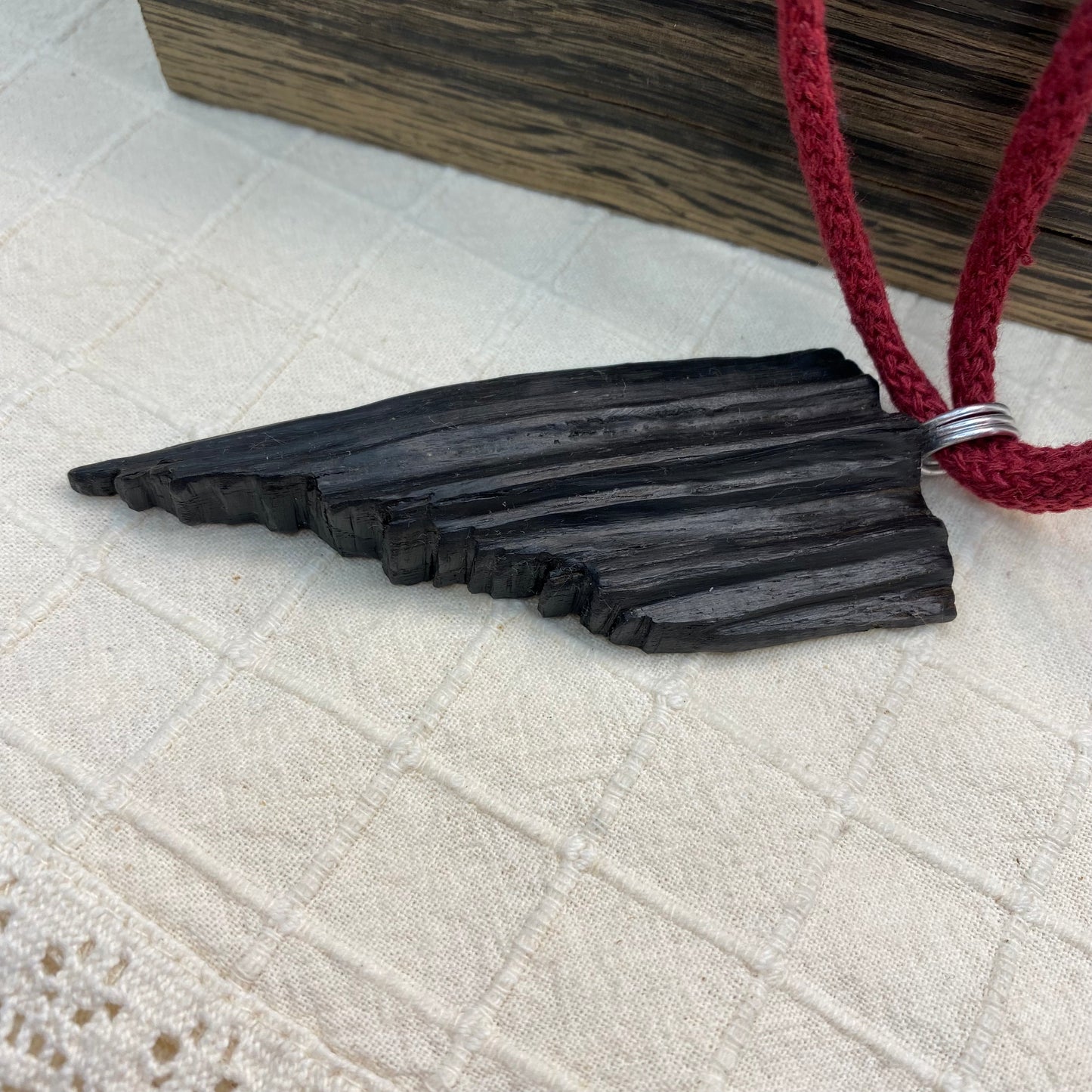 Irish Bog Oak Raw Carved Pendant - Handmade MysticalBogOak