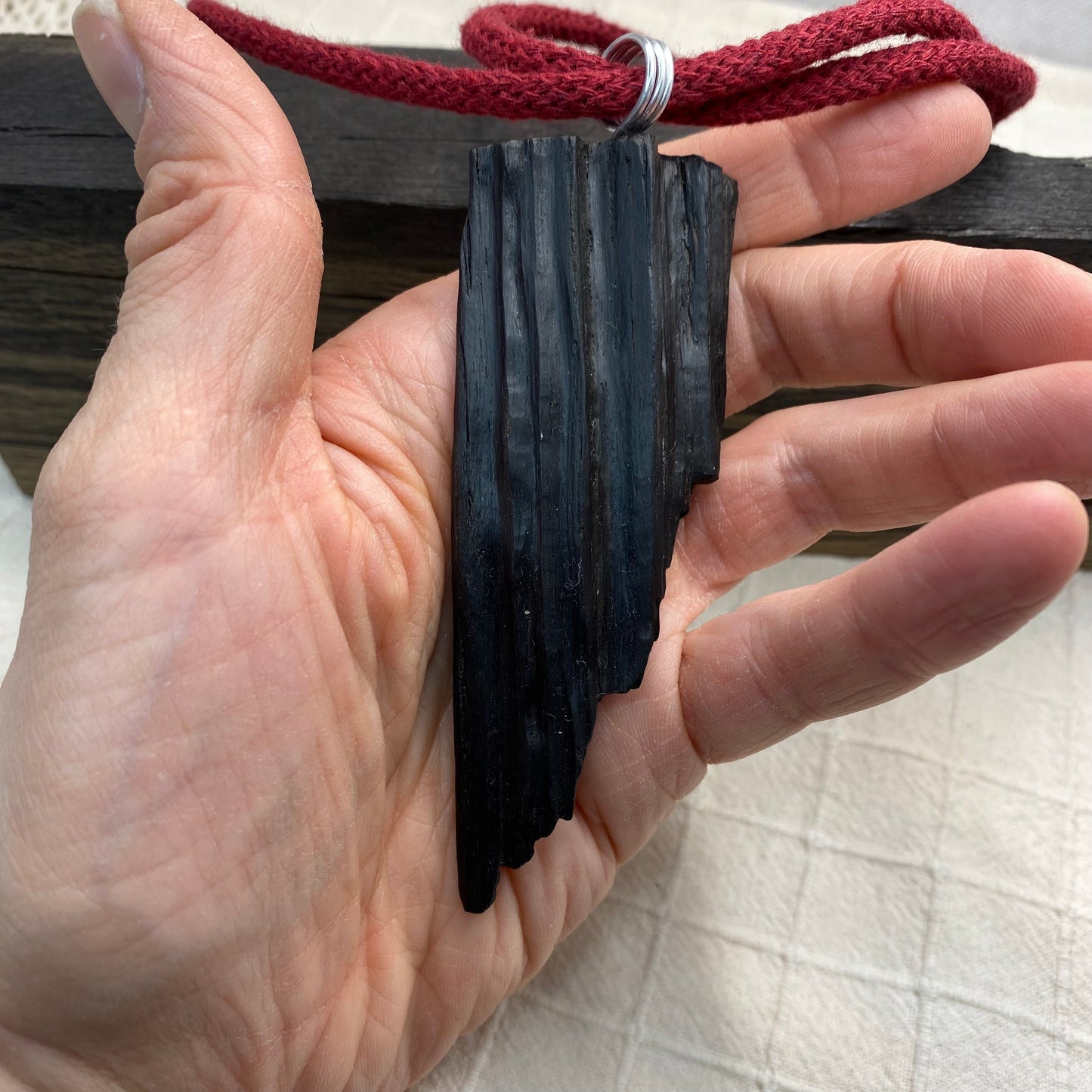 Irish Bog Oak Raw Carved Pendant - Handmade MysticalBogOak