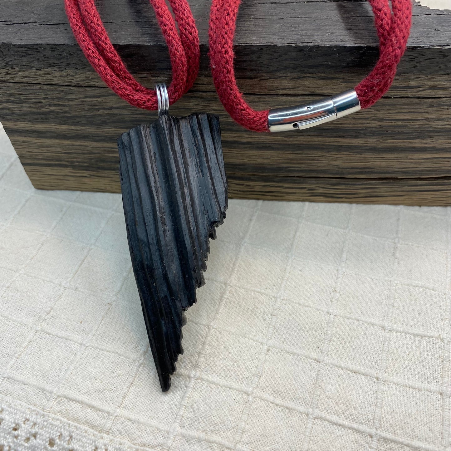 Irish Bog Oak Raw Carved Pendant - Handmade MysticalBogOak