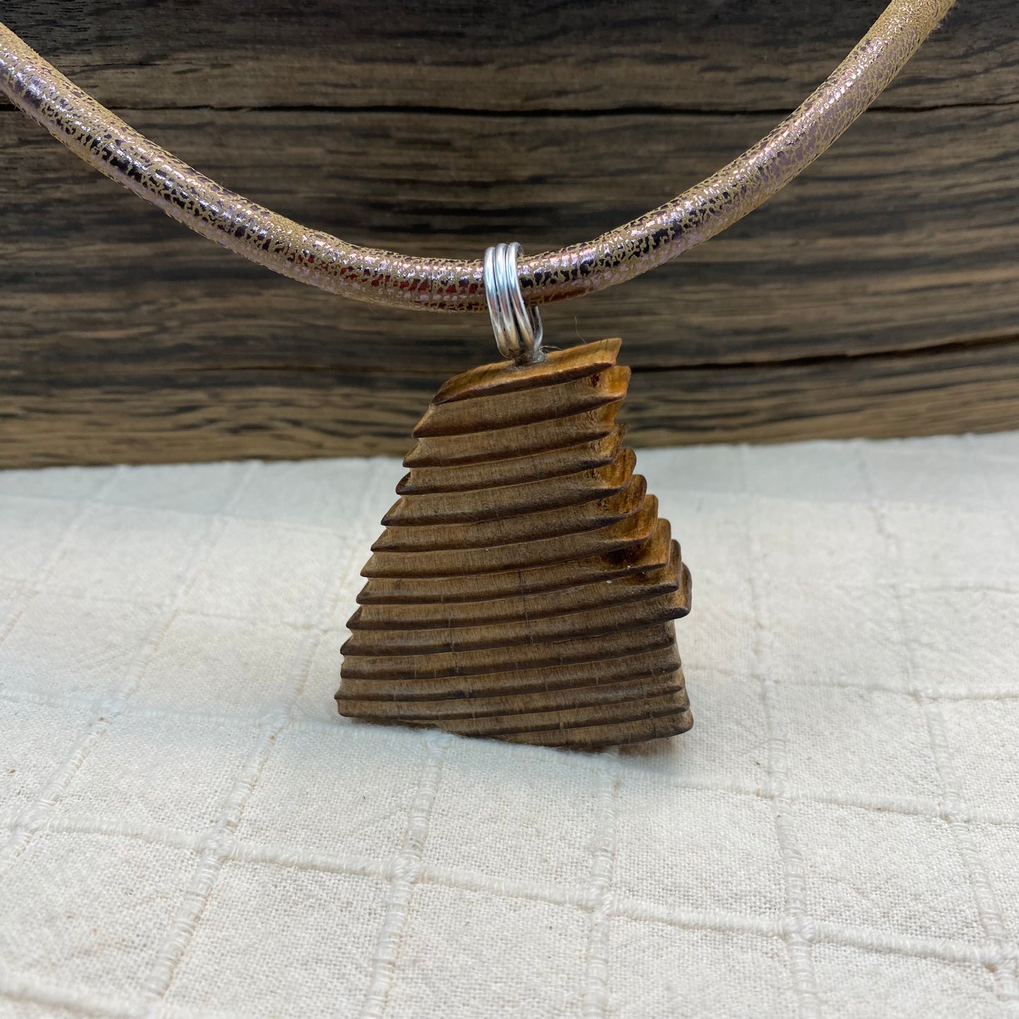 Irish Bog Pine Raw Carved Necklace Gift - Handmade