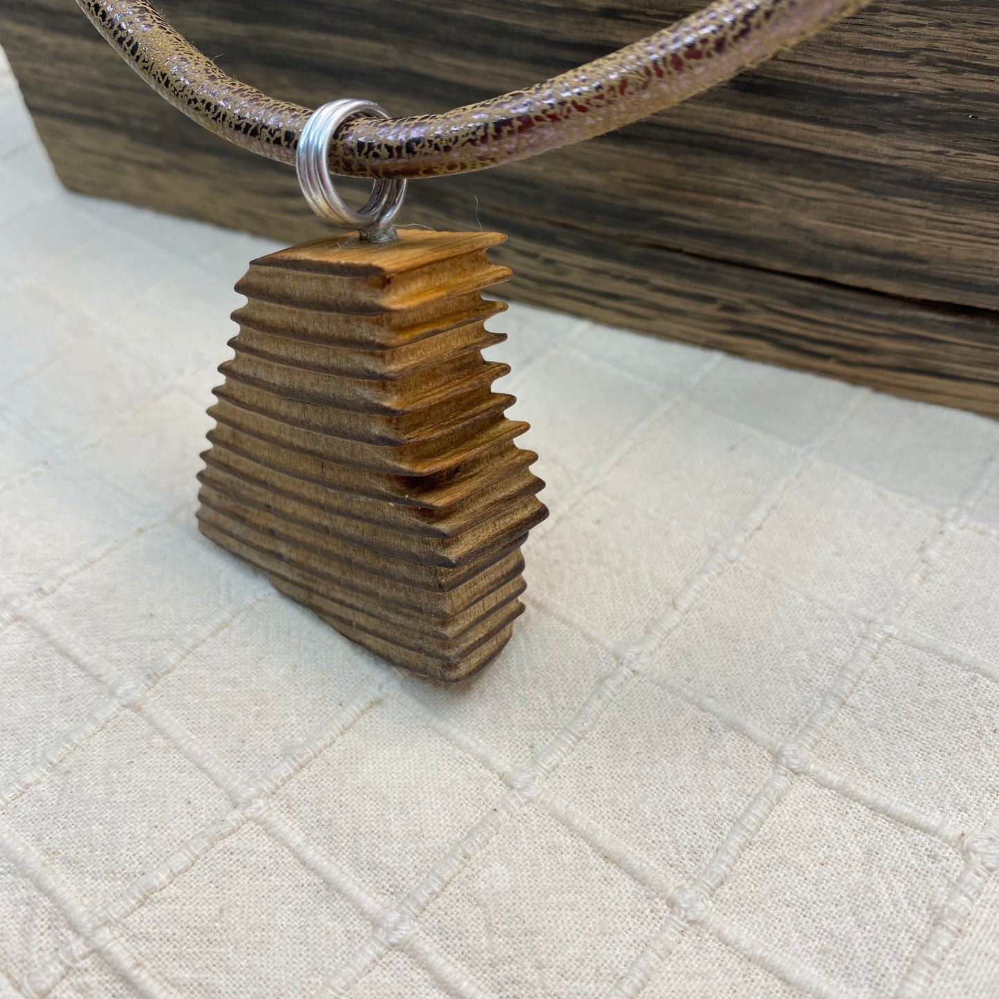 Irish Bog Pine Raw Carved Necklace Gift - Handmade