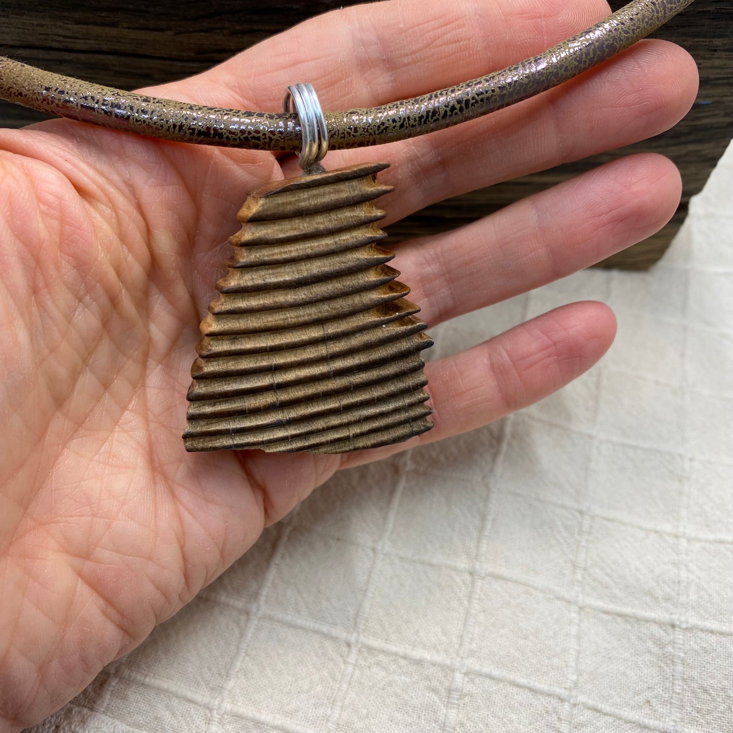 Irish Bog Pine Raw Carved Necklace Gift - Handmade