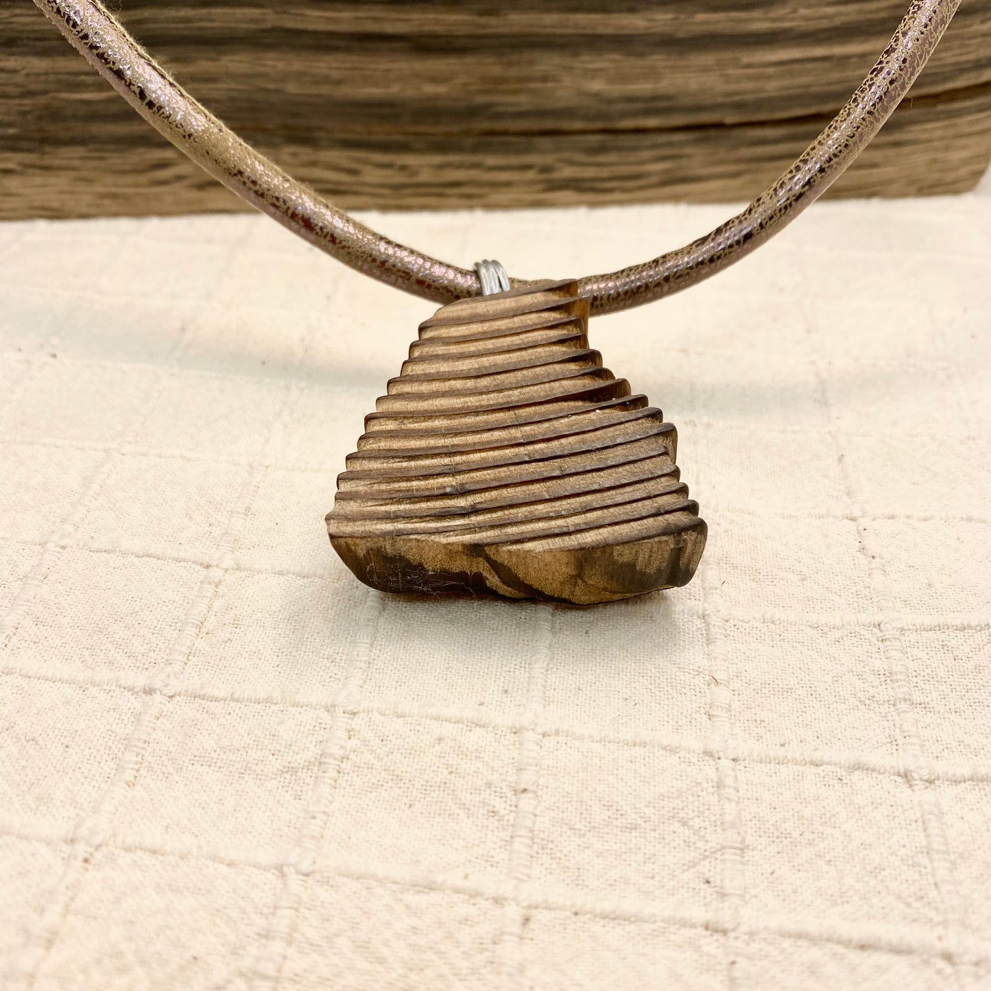 Irish Bog Pine Raw Carved Necklace Gift - Handmade