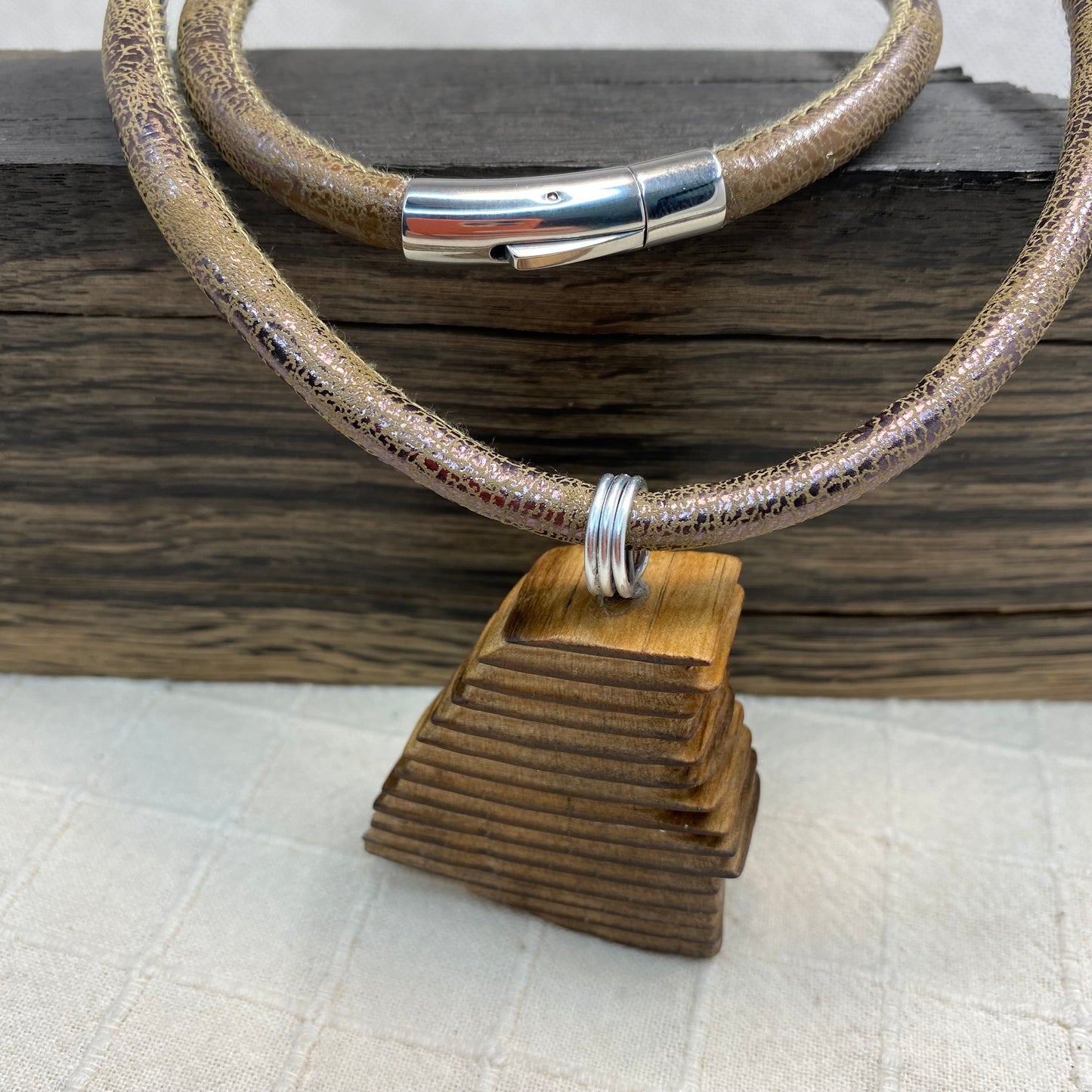 Irish Bog Pine Raw Carved Necklace Gift - Handmade