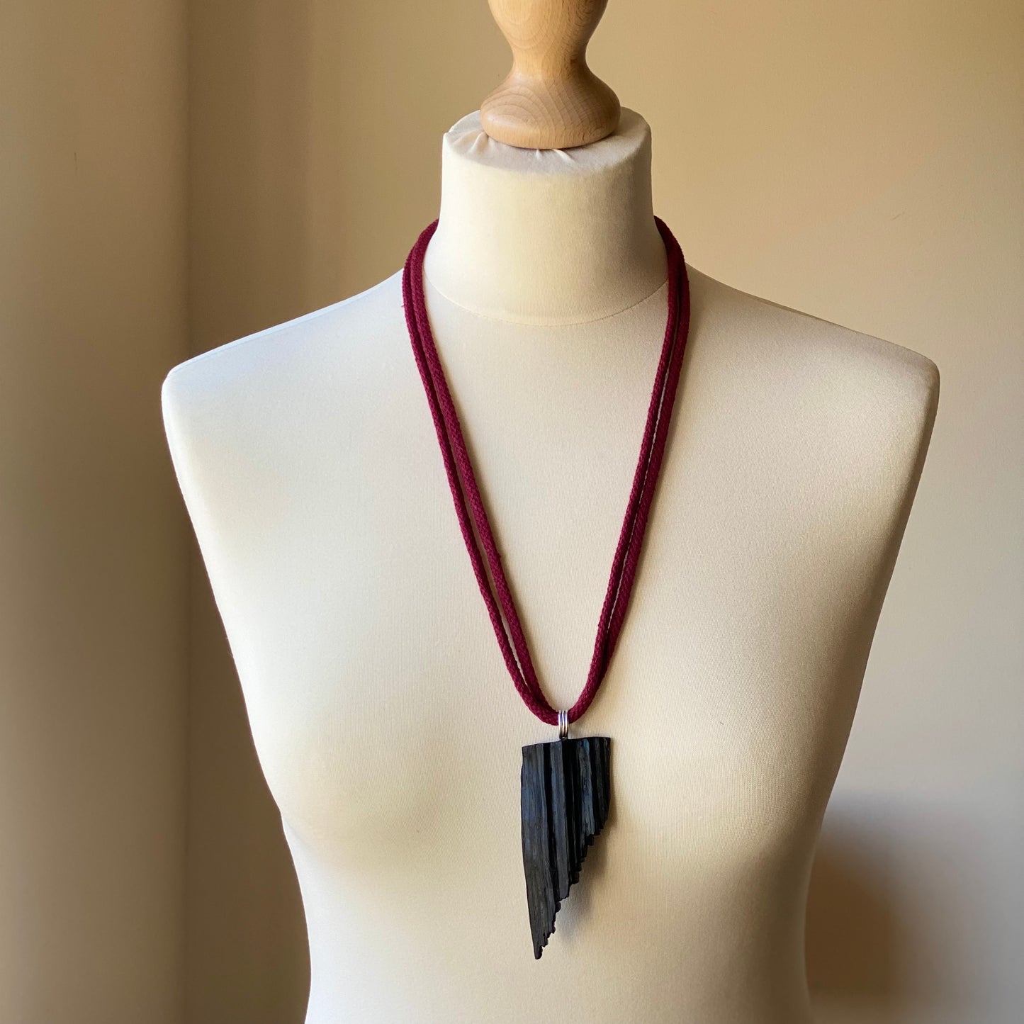 Irish Bog Oak Raw Carved Pendant - Handmade MysticalBogOak