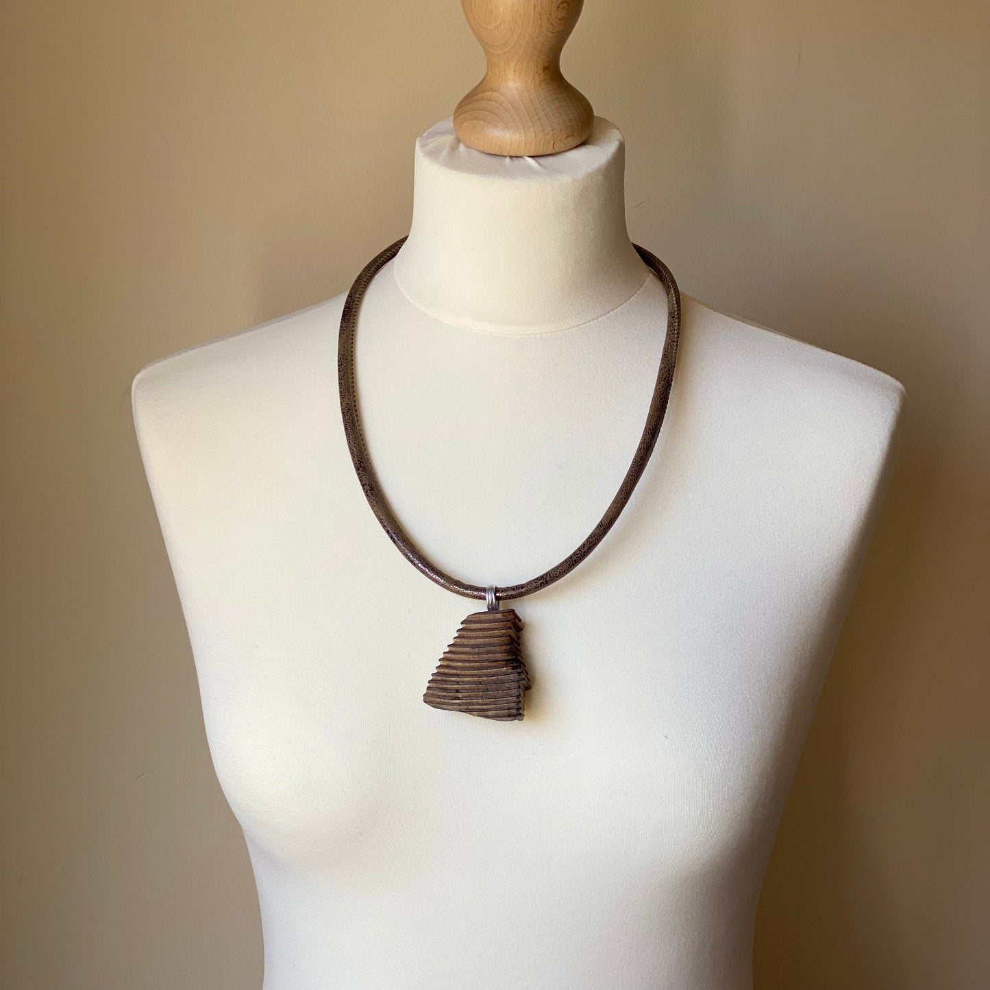 Irish Bog Pine Raw Carved Necklace Gift - Handmade