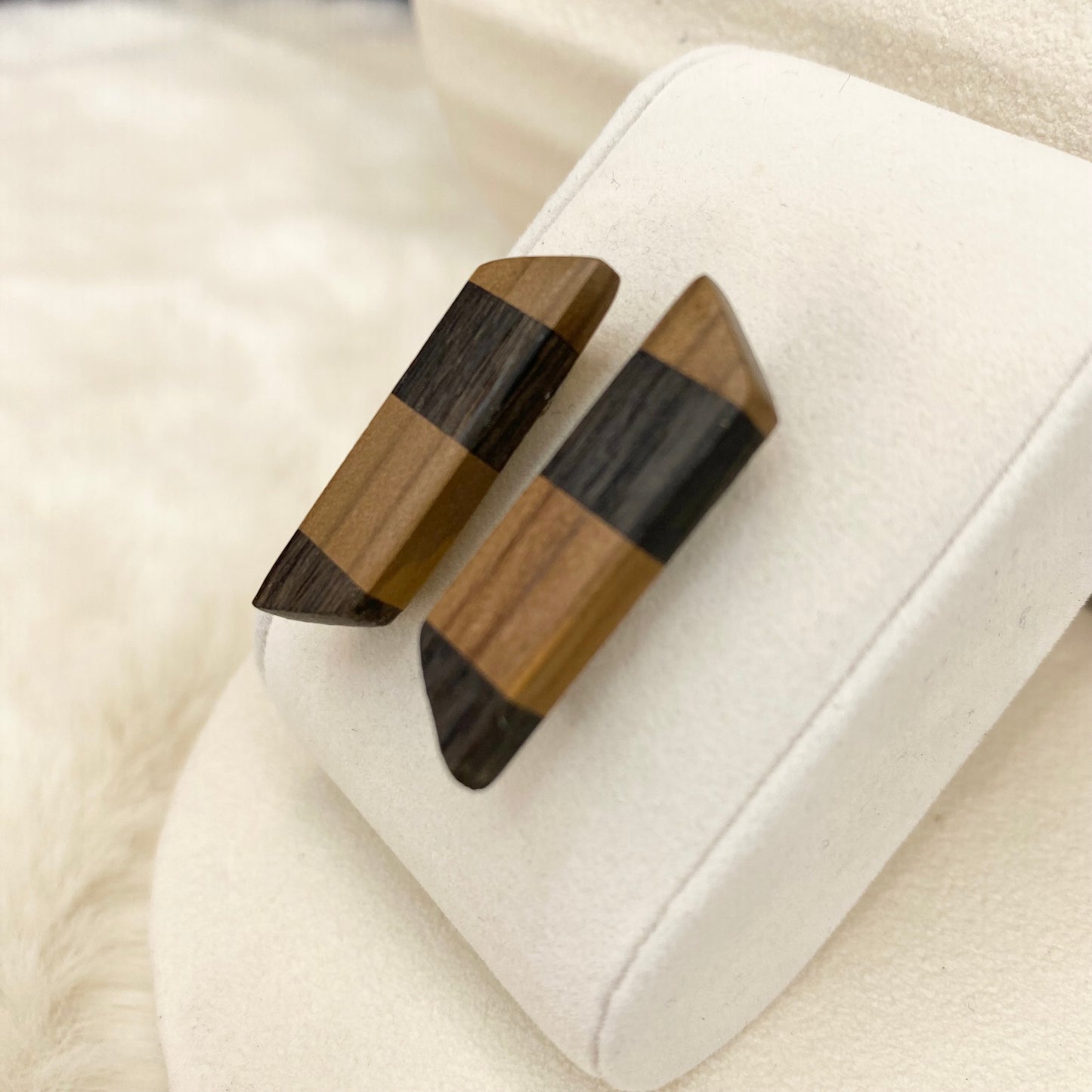 Handcrafted bog wood earrings