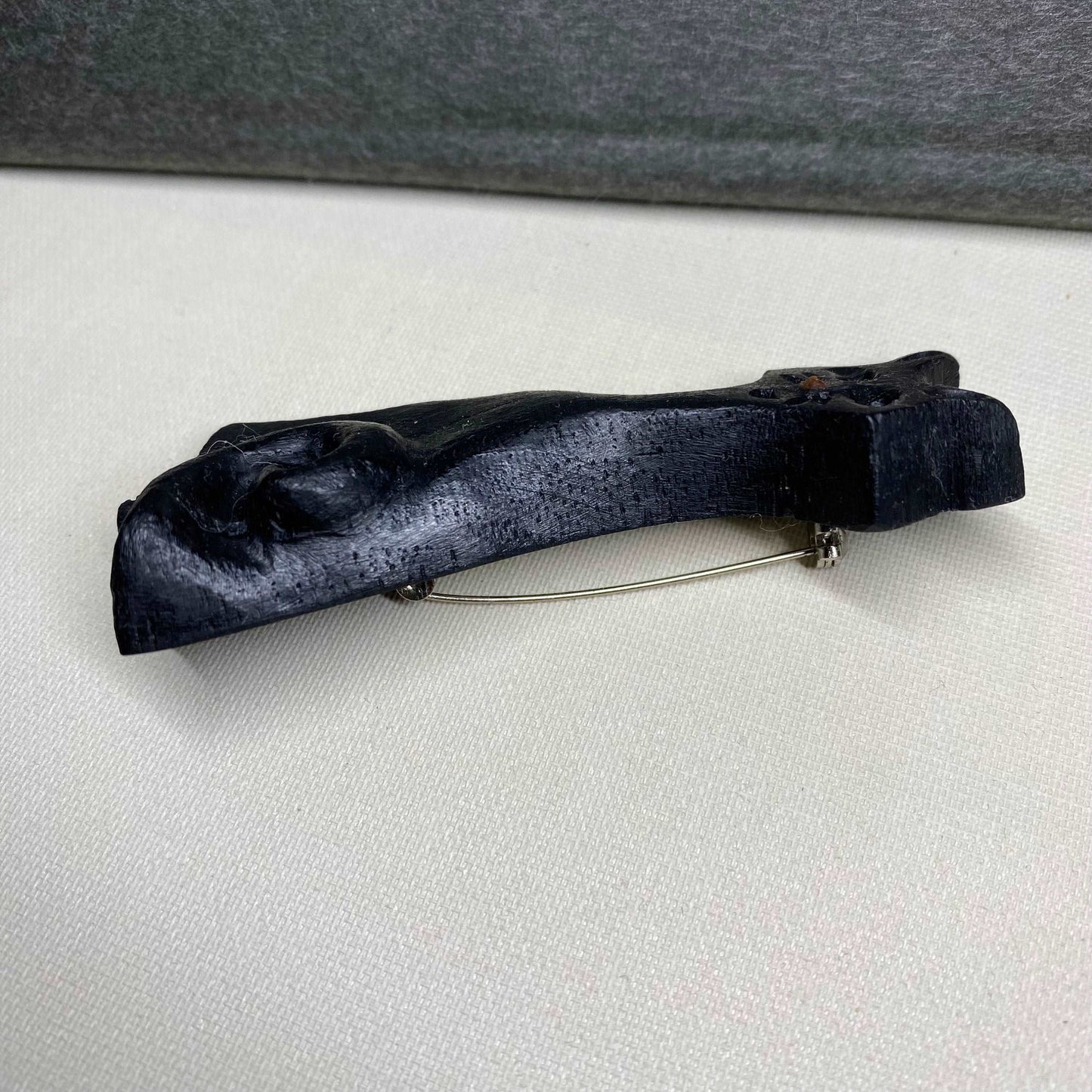 Irish Bog Oak Carved Cat Brooch | Handmade