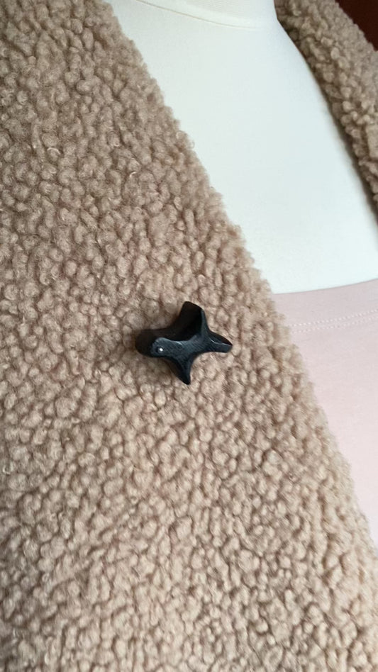 Handmade bog oak brooch