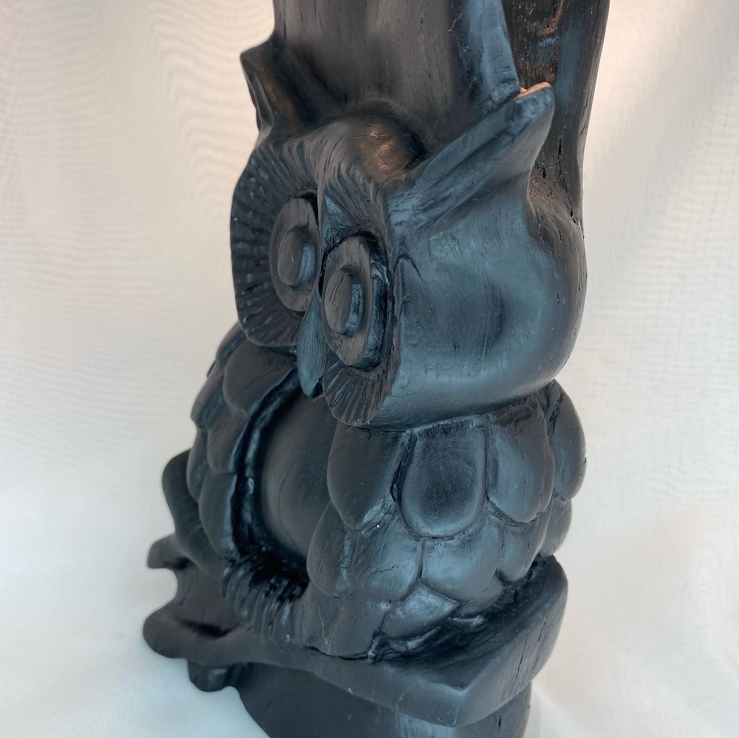Hand Carved Owl Sculpture from Irish Bog Oak ranging in age from 3000 to 8000.