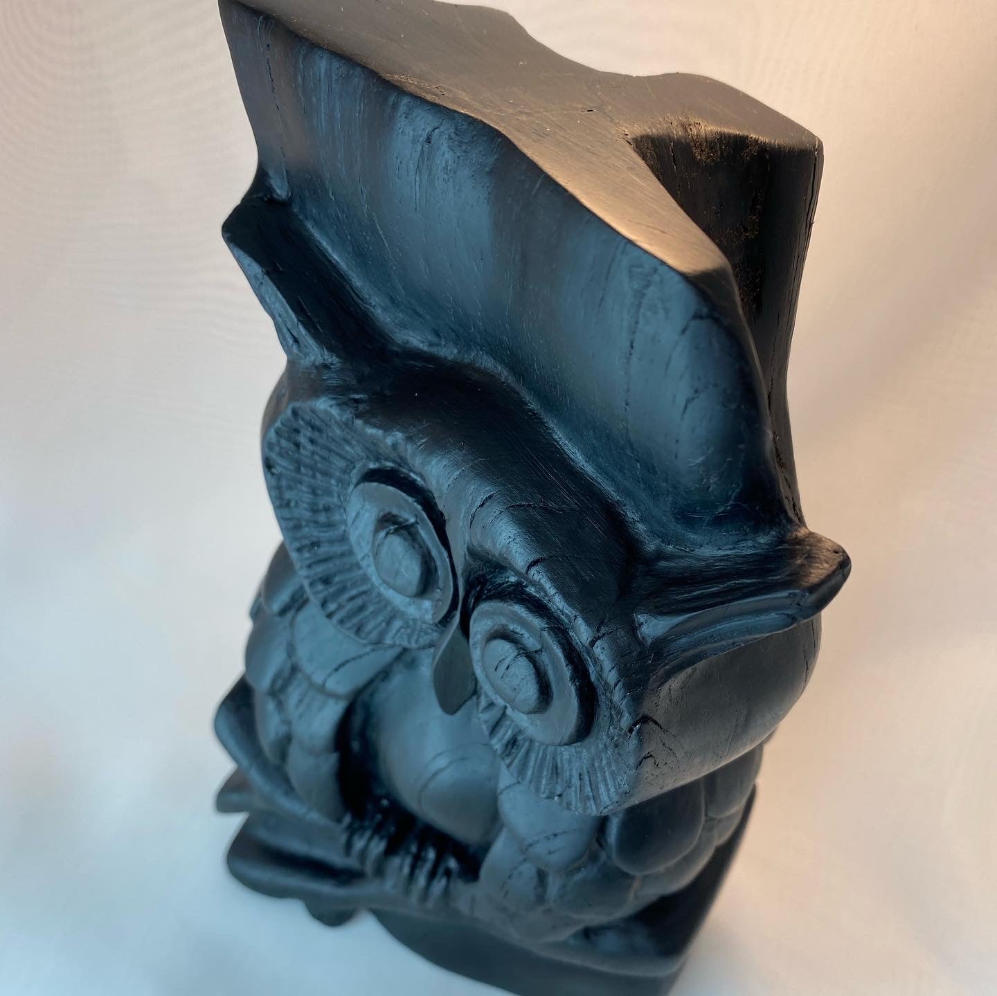 Hand Carved Owl Sculpture from Irish Bog Oak ranging in age from 3000 to 8000.