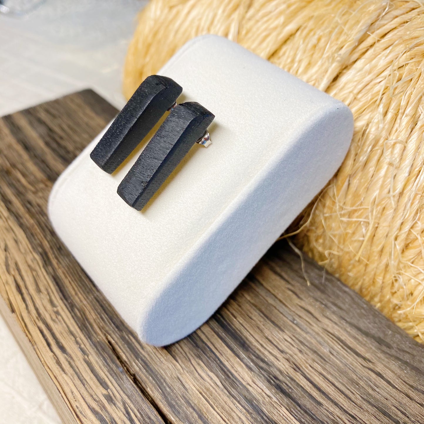 Irish Bog Oak Carved Stud Earrings | Handmade Earrings