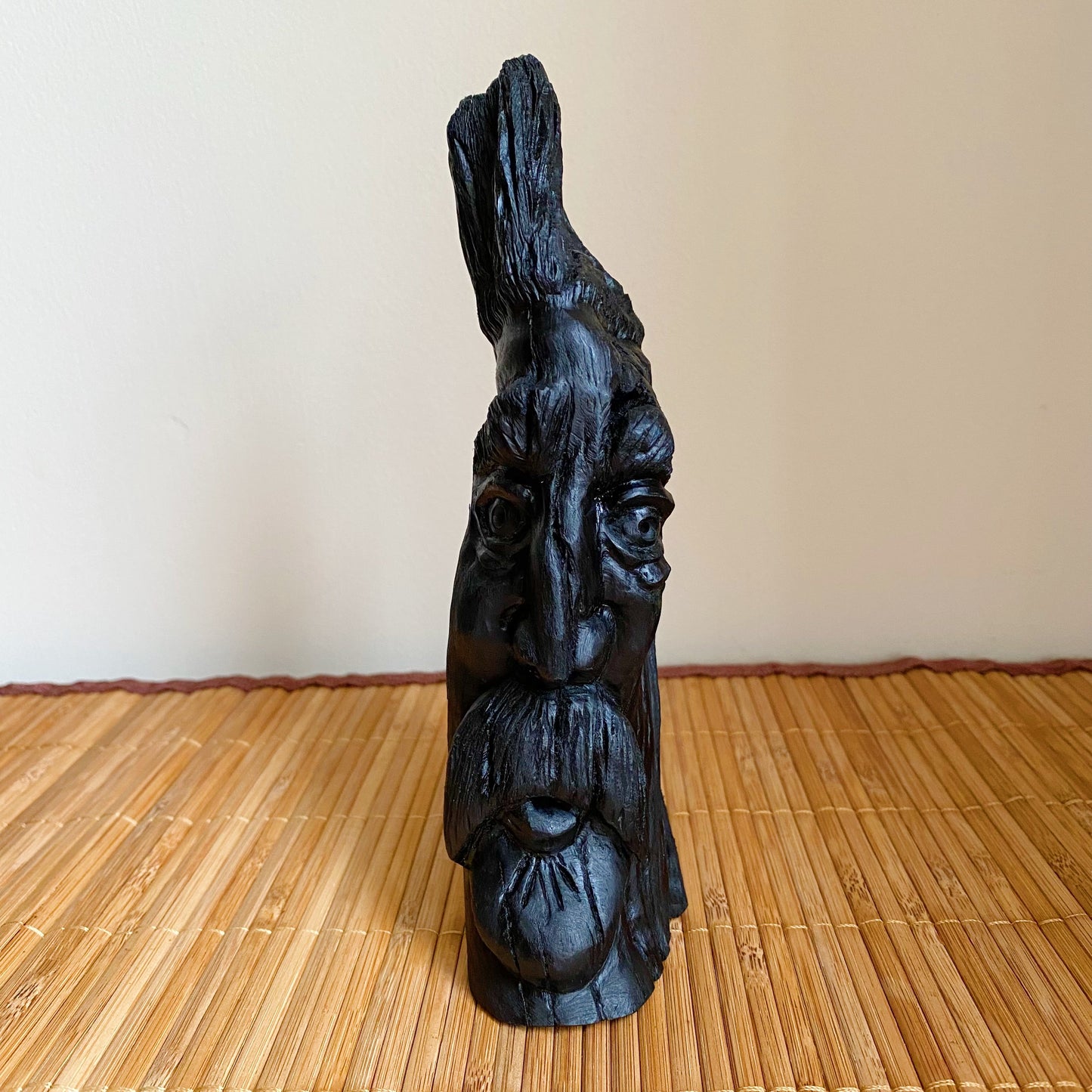 Carved Face in bog Oak