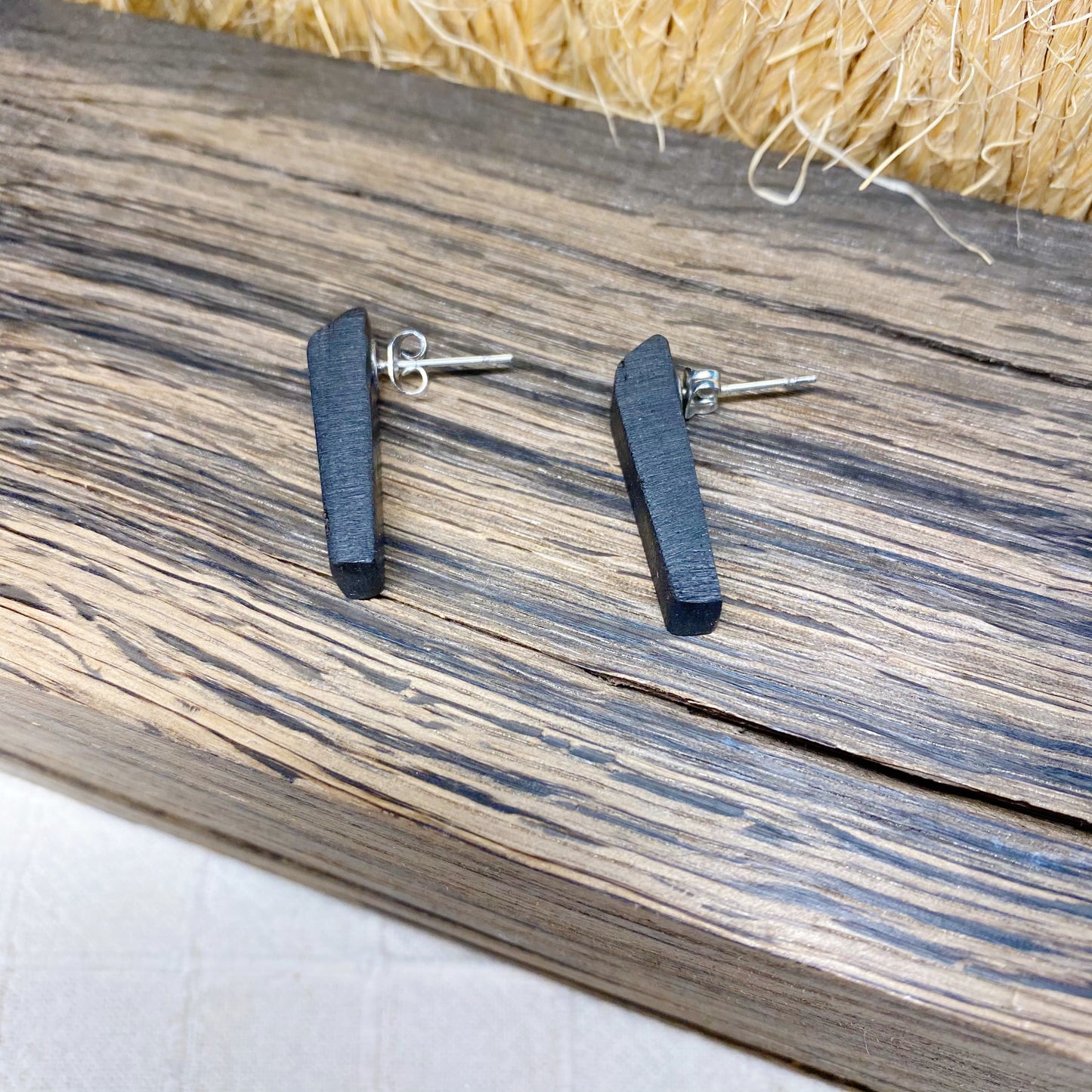 Irish Bog Oak Carved Stud Earrings | Handmade Earrings
