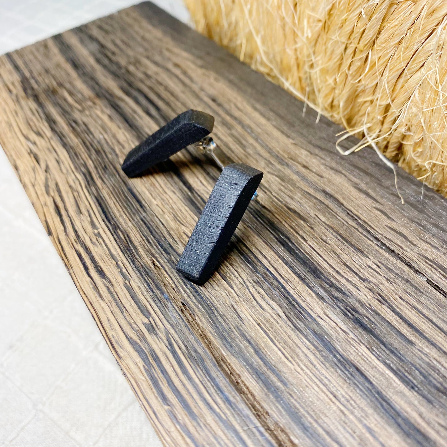 Irish Bog Oak Carved Stud Earrings | Handmade Earrings