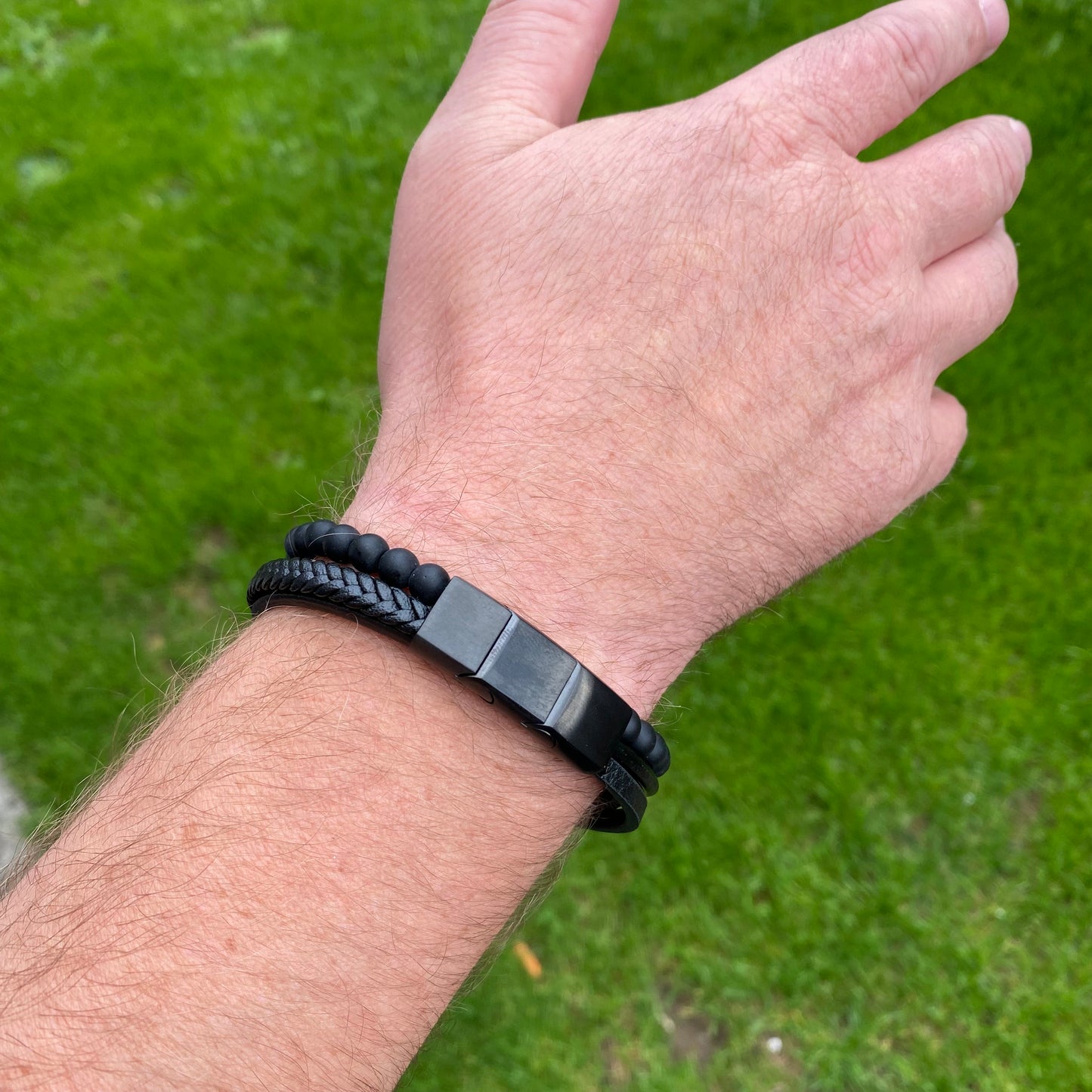 Unisex Leather Bracelet with Beads | Handmade | Gift for Her or Him