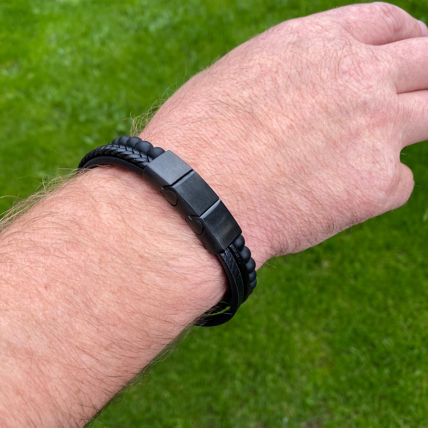 Unisex Leather Bracelet with Beads | Handmade | Gift for Her or Him